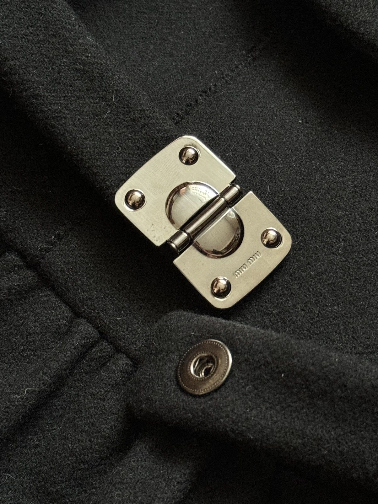 Miu Miu × Prada Miu Miu 44 by Prada black wool coat + belt jacket overcoat Size M / US 6-8 / IT 42-44 - 10 Thumbnail