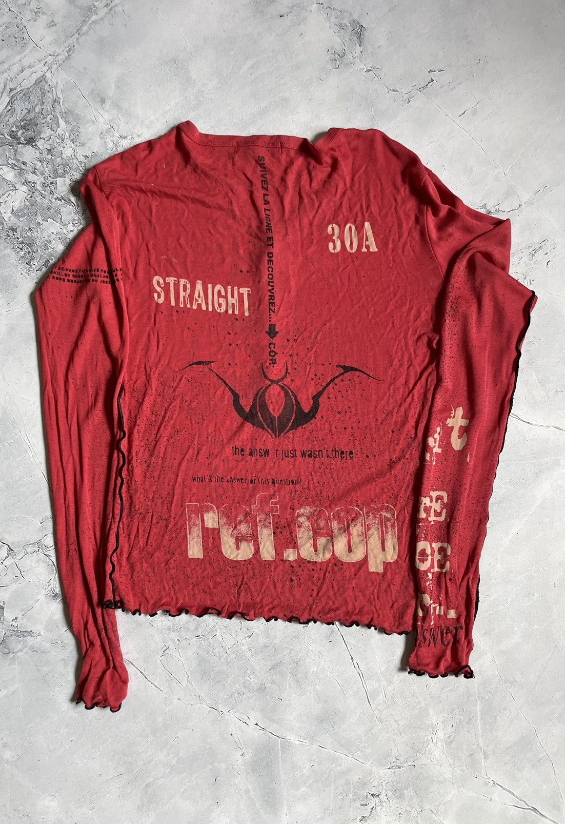 Japanese Brand Vintage Avantgarde Printed Y2K Mesh Longsleeve Diesel Style Size S / US 4 / IT 40 - 4 Thumbnail