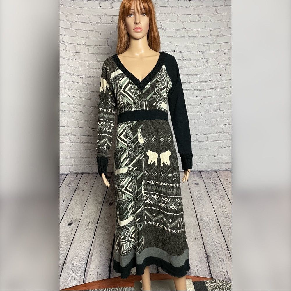 Other Knit Black White and Grey European Long Sleeve Dress Size S Size M / US 6-8 / IT 42-44 - 1 Thumbnail