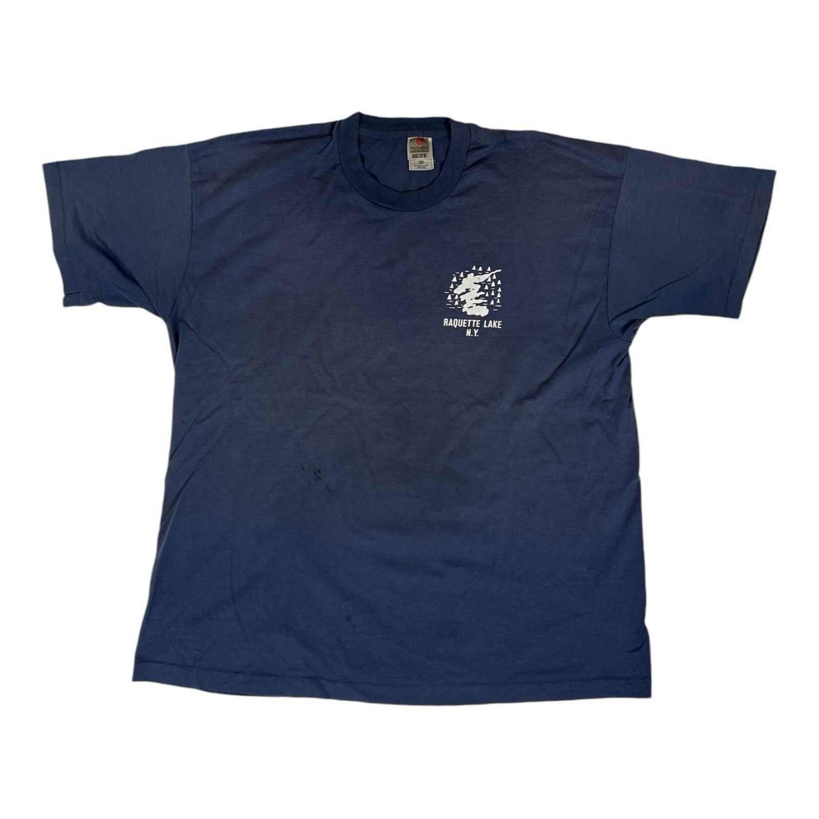 Fruit Of The Loom Vintage Raquette Lake New York T-Shirt Size 2XL Single Stitc Size US XXL / EU 58 / 5 - 1 Thumbnail