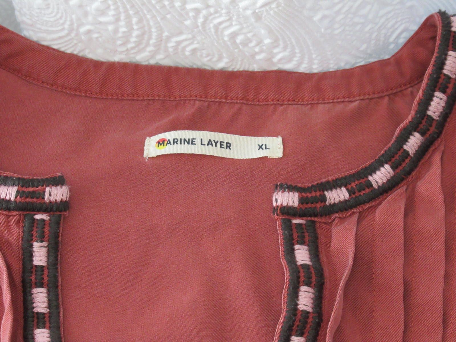 Marine Layer Boho Embroidered Peasant Blouse - Rust Orange, Size M Size XL / US 12-14 / IT 48-50 - 5 Thumbnail