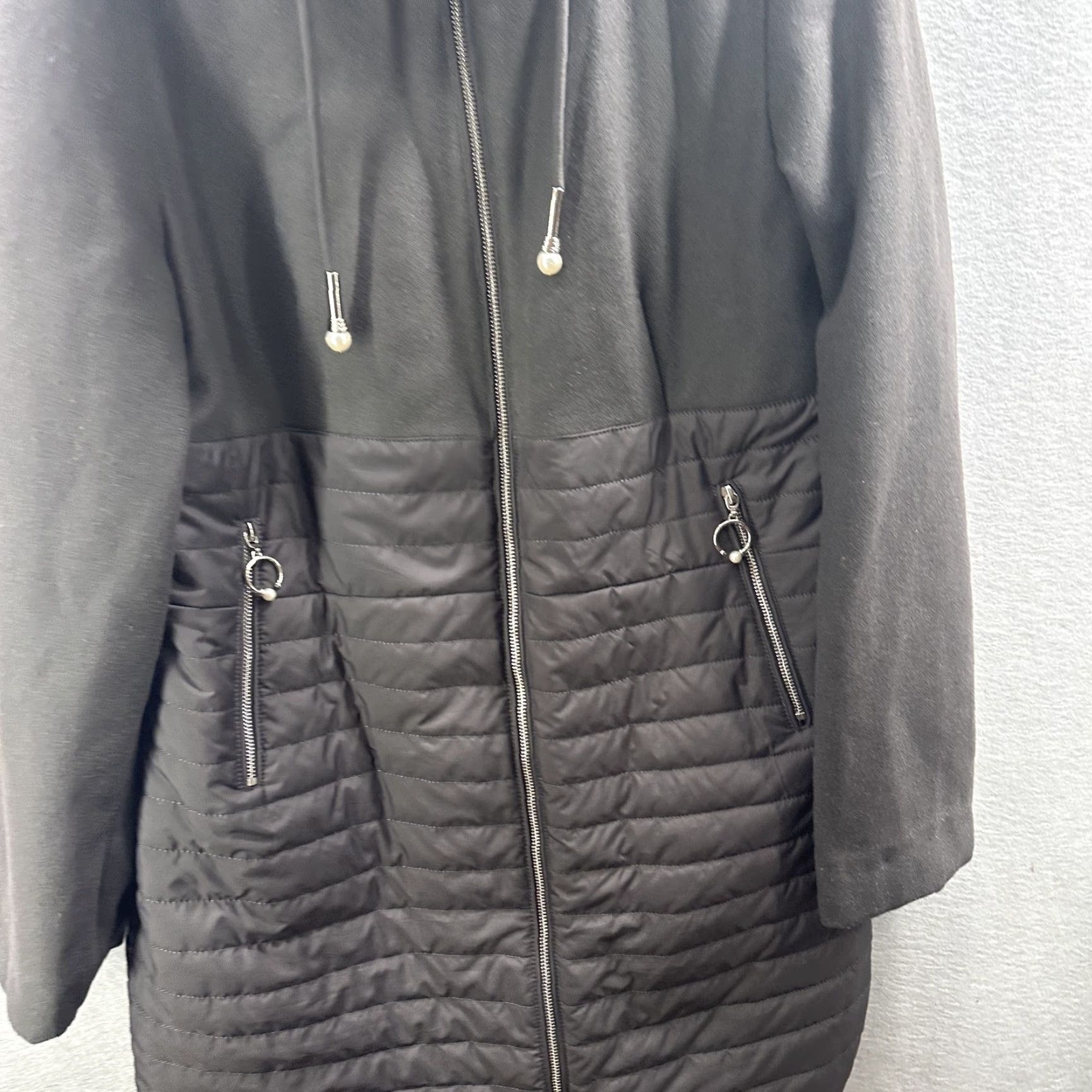 Vintage Danier Coat Womens Large Black Quilted Hooded Full Zip Puffer Parka Jacket Size L / US 10 / IT 46 - 4 Thumbnail