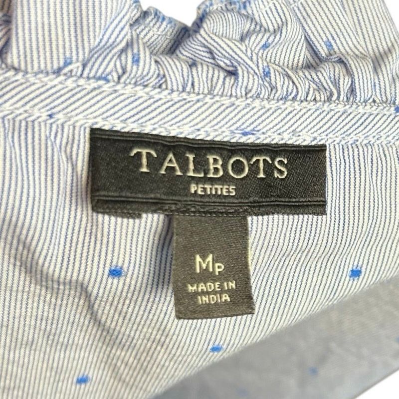 Talbots Talbots Blue Polka Dot Ruffle Collar Tank Top Medium Petite Size M / US 6-8 / IT 42-44 - 4 Thumbnail