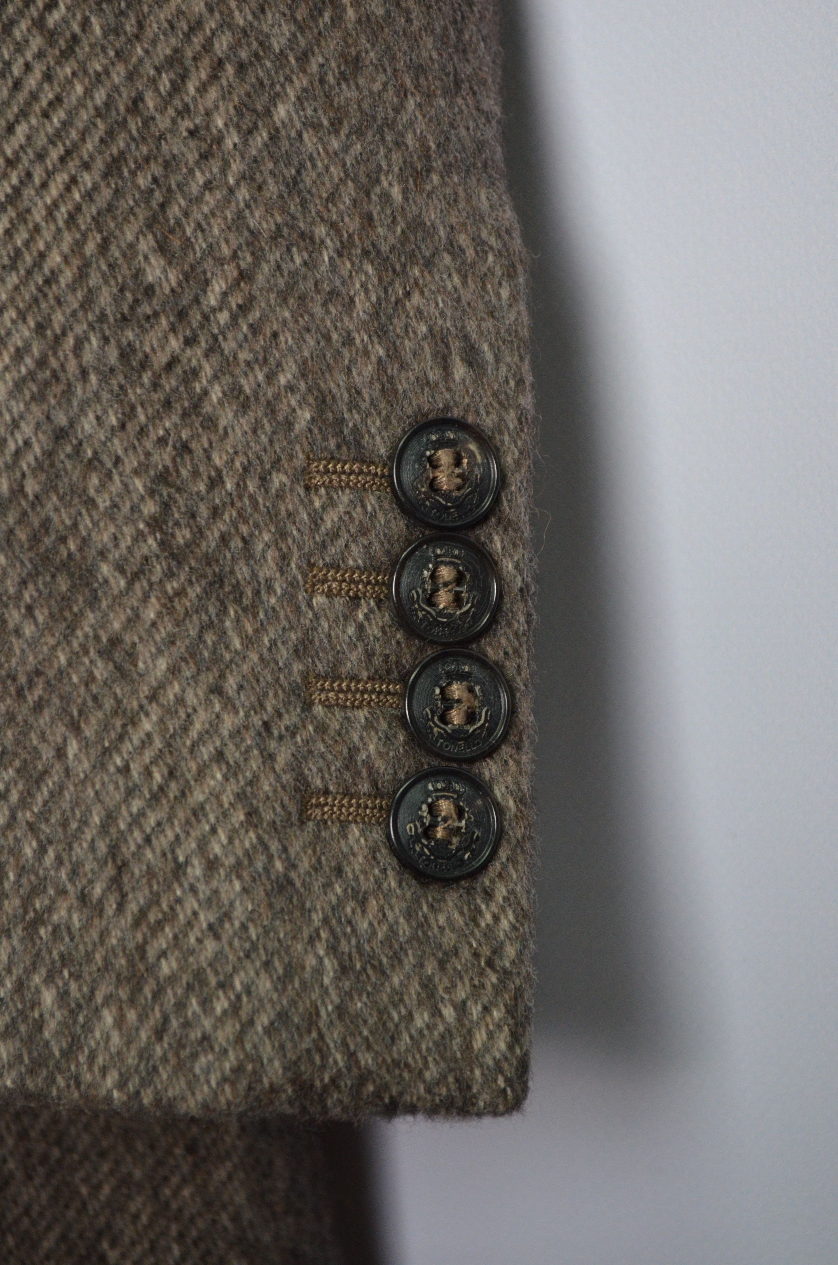 Designer × Tonello Tonello Alpaca Wool Cashmere Herringbone Brown Coat 54/L Size US L / EU 52-54 / 3 - 11 Thumbnail