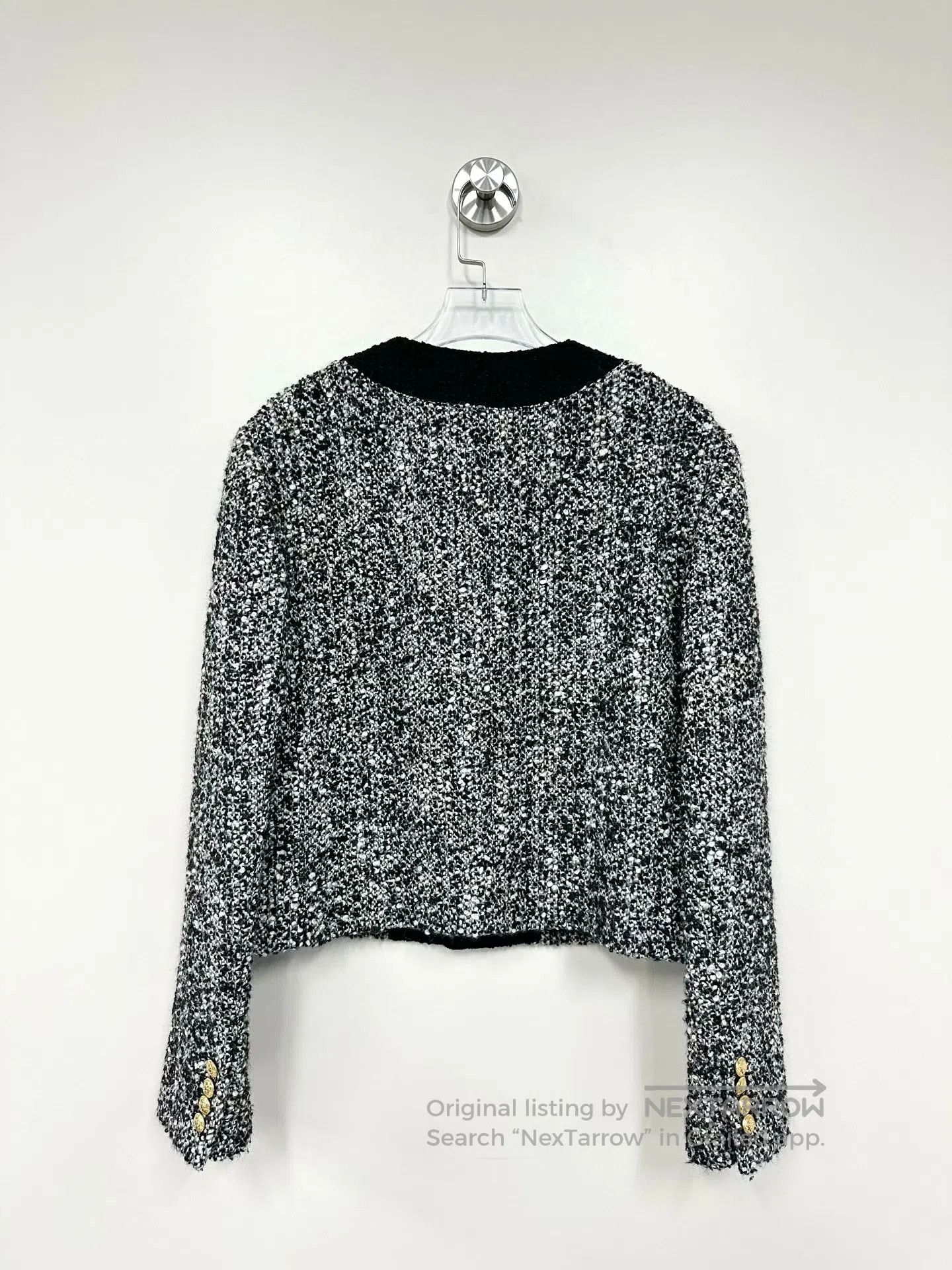 Celine CELINE Black and Gray Gold Button Wool Tweed Jacket| Size XS / US 0-2 / IT 36-38 - 2 Thumbnail