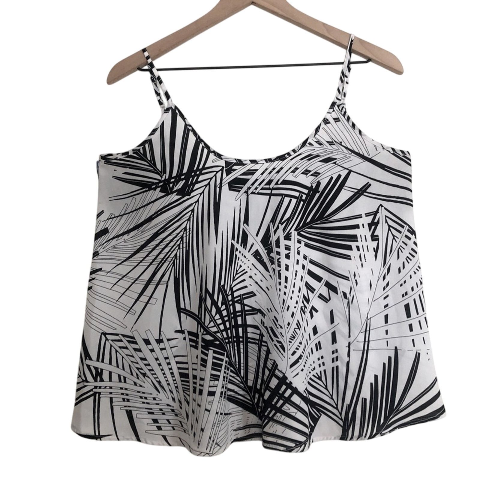Apt. 9 Apt 9 Black White Tropical Leaf Print Tank Blouse Top Size S / US 4 / IT 40 - 1 Thumbnail