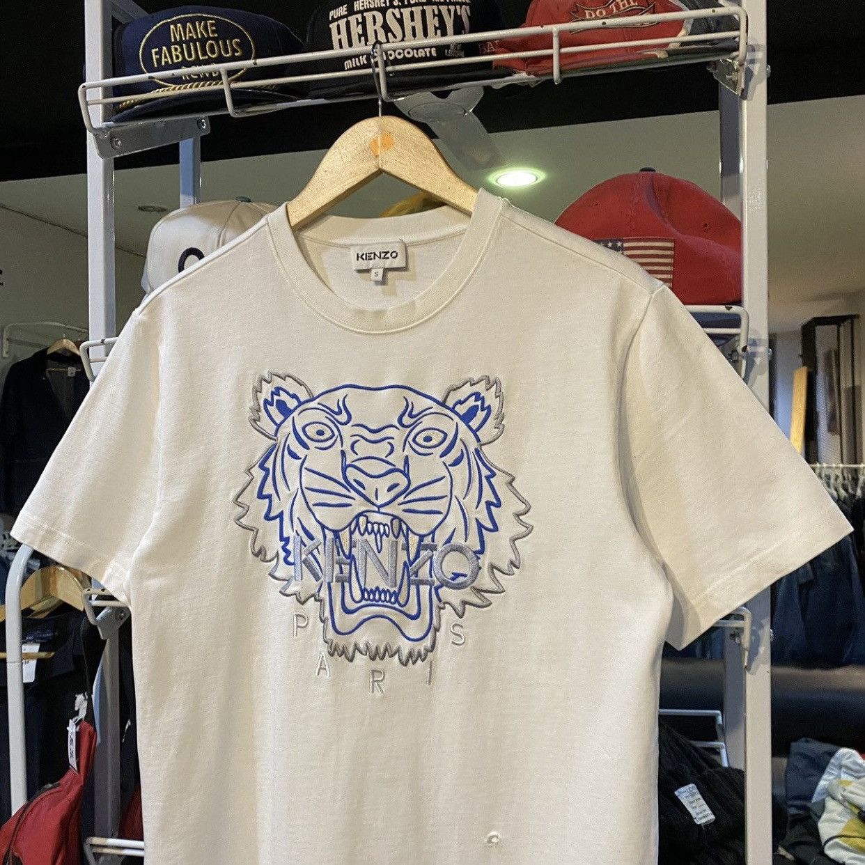 Kenzo KENZO Paris Tiger Embroidered Logo T-Shirt Tee White/Blue Size US S / EU 44-46 / 1 - 3 Thumbnail