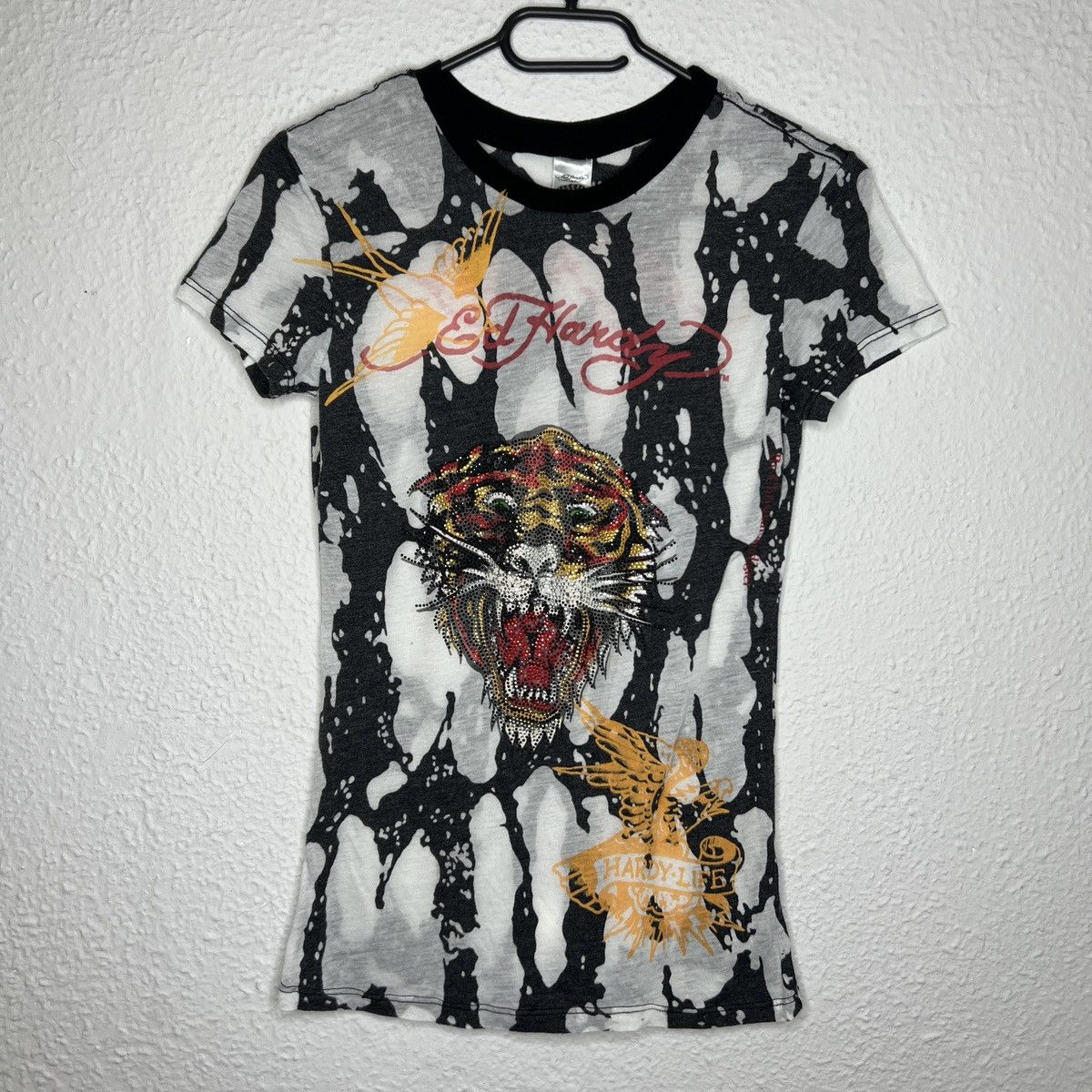 Christian Audigier × Ed Hardy Ed Hardy Christian Audigier Tee Tshirt Swarovski Tiger Y2K Size S / US 4 / IT 40 - 1 Thumbnail
