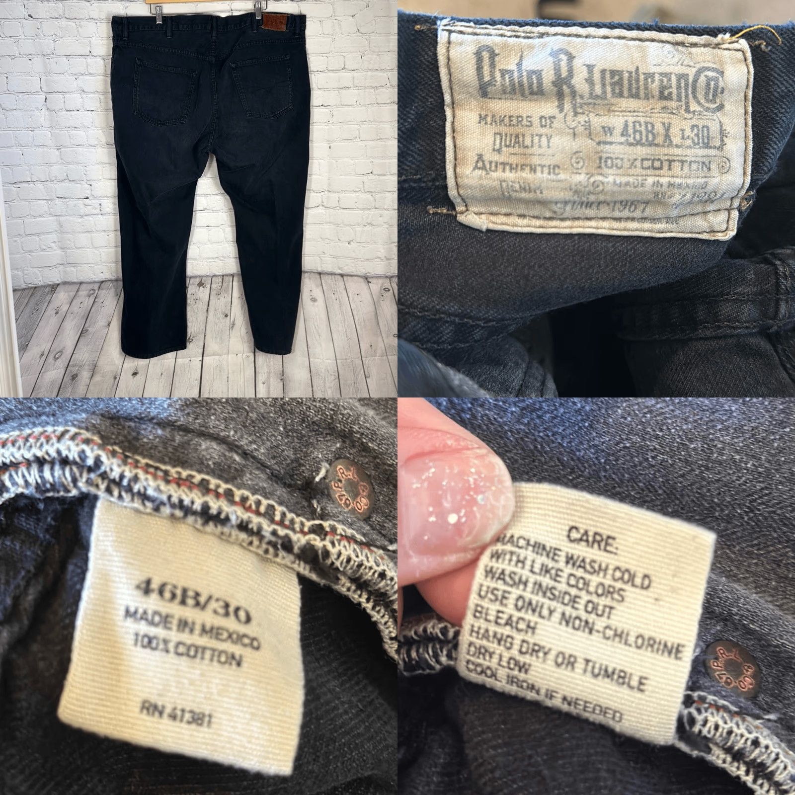 Polo Ralph Lauren VINTAGE Polo Ralph Lauren Jeans 46 Black 30 100% Cotton Mens Classic 867 Straight Leg Hudson 867 Inseam 30 Mens Size US XXL / EU 58 / 5 - 8 Thumbnail