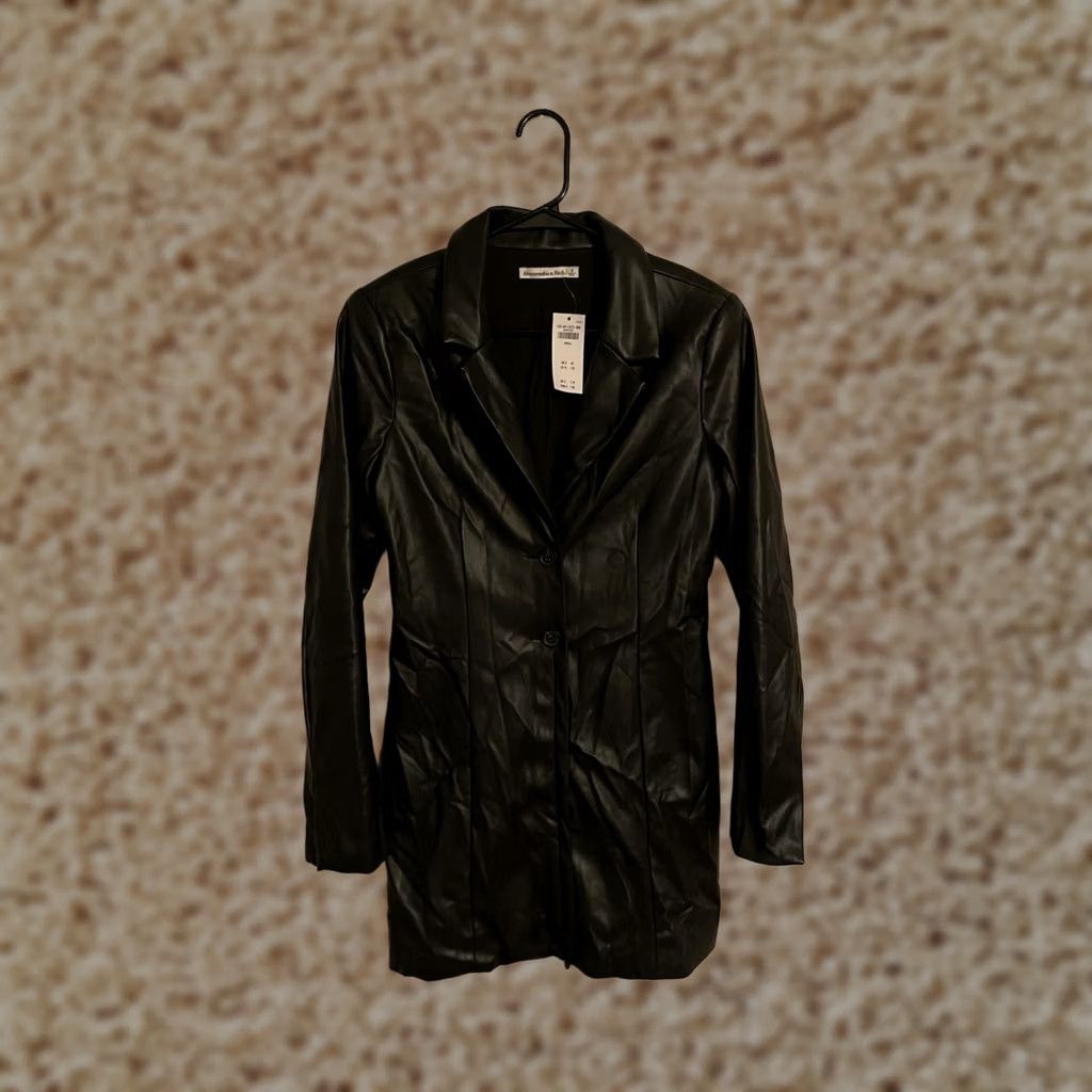Abercrombie & Fitch Abercrombie & Fitch Black Faux Leather Trench Dress Jacket - Women's Small - New - JACKET, Women, S, Black Size S / US 4 / IT 40 - 1 Thumbnail