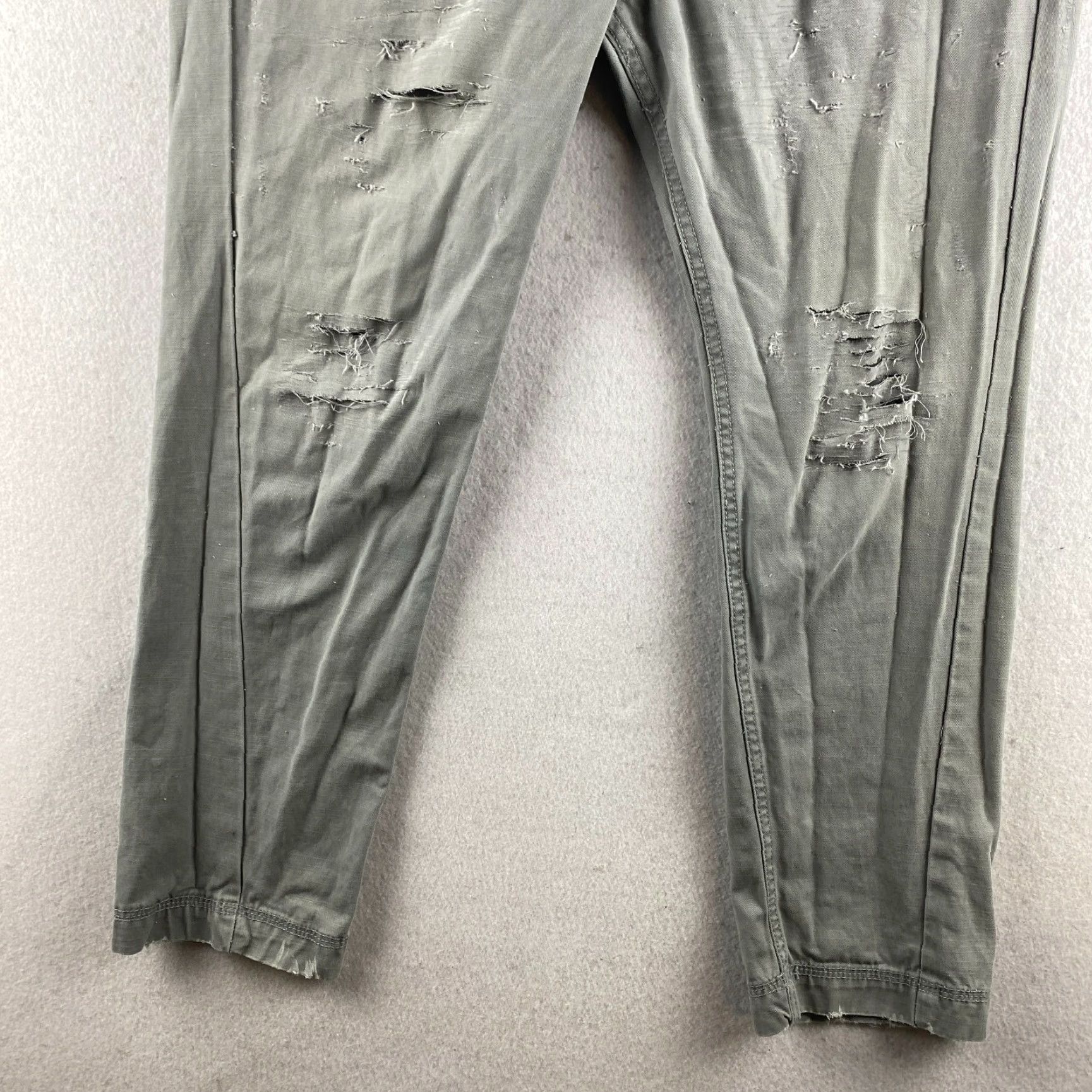 Vintage Koto Pants Mens 33 Gray Distressed Pockets Corduroy Waist Slash Pockets Slim Straight Size US 33 - 3 Thumbnail