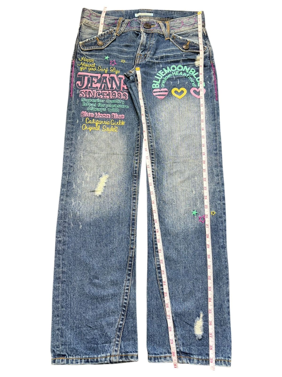 Dsquared2 Vintage Bluemoon Printed Design Distressed Jeans Size 31" - 7 Thumbnail