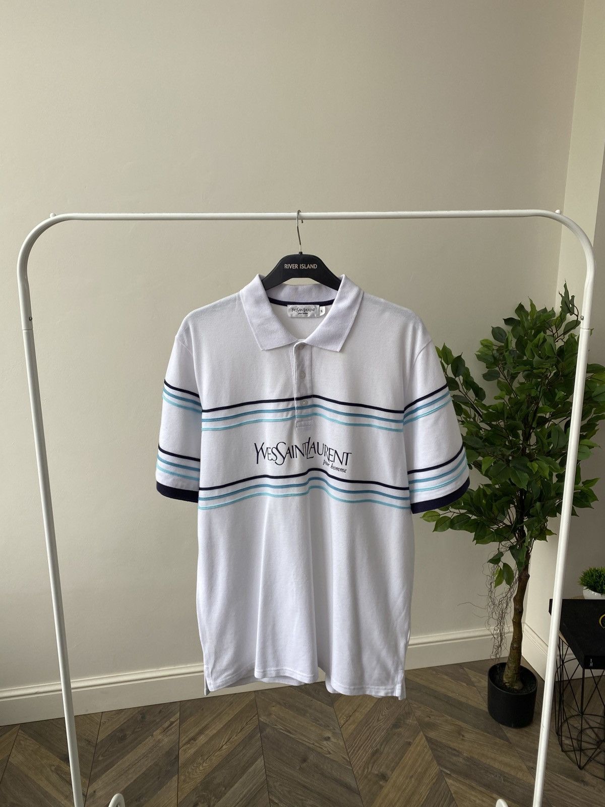 Vintage × Yves Saint Laurent Vintage Yves Saint Laurent Big Logo Print Polo T-shirt Size US XL / EU 56 / 4 - 1 Thumbnail
