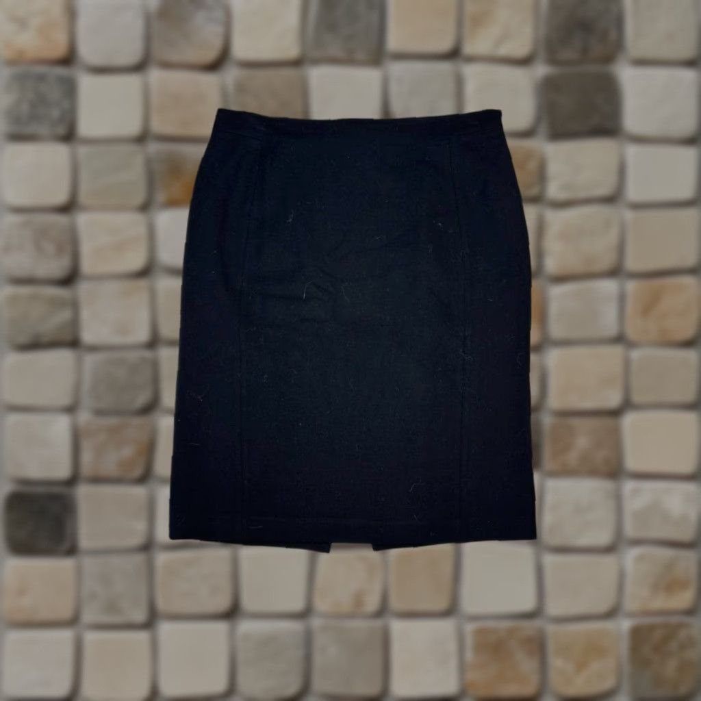 Vintage Hobbs London Helena Pique Pencil Skirt Womens 10 Black Straight Back Zip Slit Size 32" / US 10 / IT 46 - 1 Thumbnail
