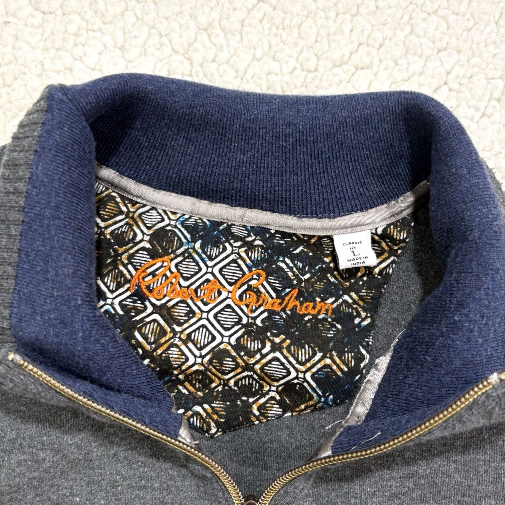 Robert Graham ROBERT GRAHAM Sweater Mens L Grey 1/4 Zip Long Sleeve Quarter Classic Fit Size US L / EU 52-54 / 3 - 2 Thumbnail