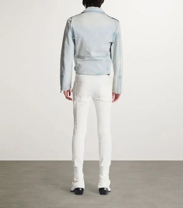 Balmain o1s1wg111025 Cotton Denim Biker Jacket in Blue Size US S / EU 44-46 / 1 - 5 Thumbnail