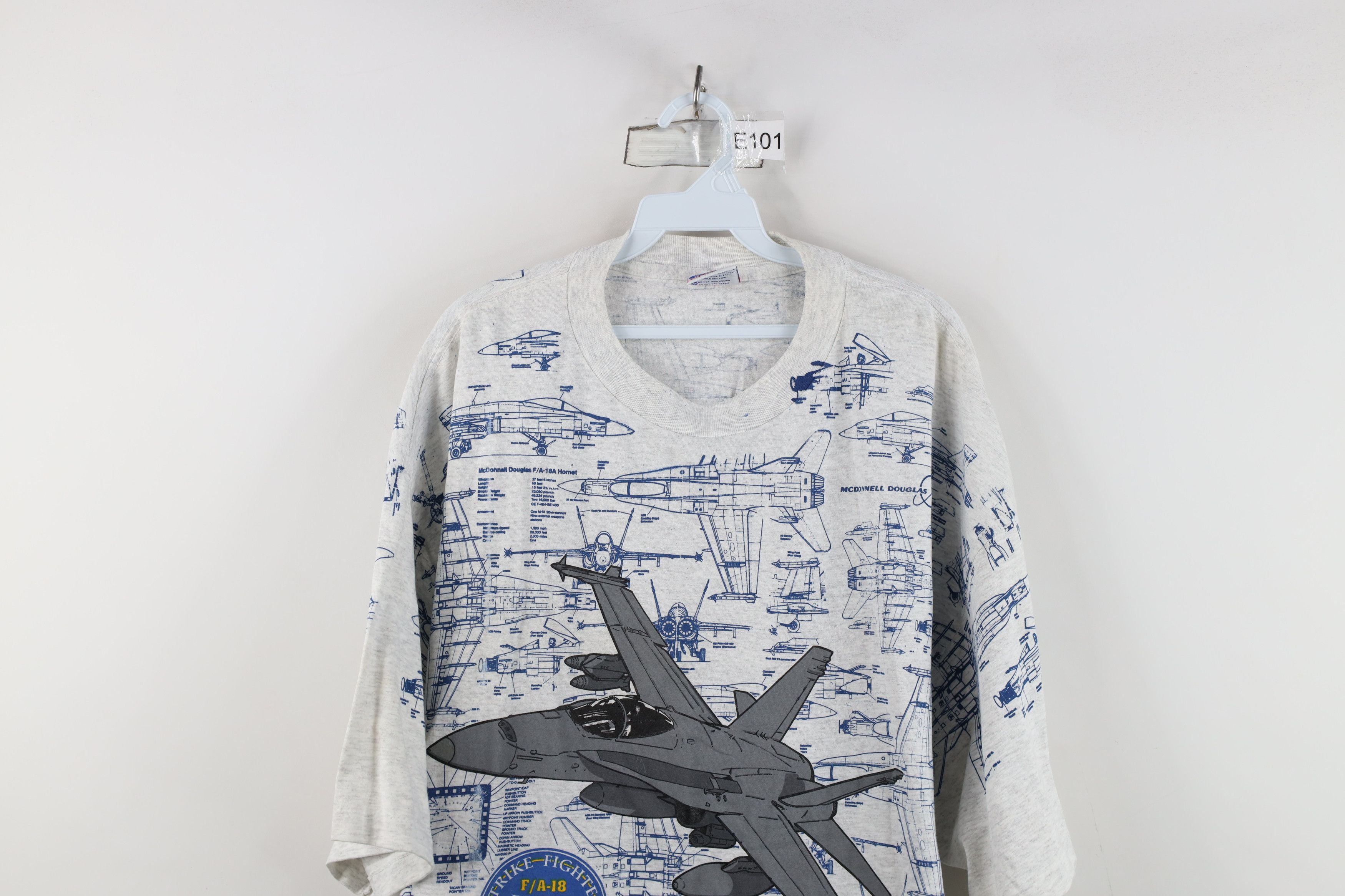 Vintage Vintage 90s F/A-18 War Jet Plane All Over Print T-Shirt USA Size US XXL / EU 58 / 5 - 2 Thumbnail