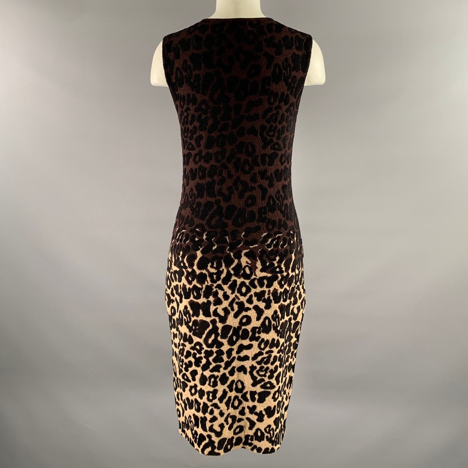 Lanvin LANVIN Size M Burgundy Tan Wool Blend Leopard Dress Size M / US 6-8 / IT 42-44 - 4 Thumbnail