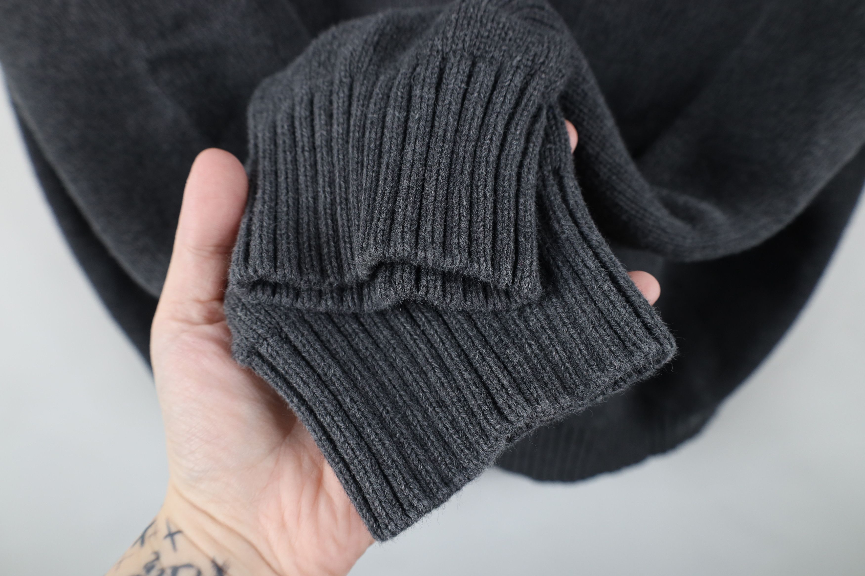 Vintage Vintage 90s Streetwear Blank Knit Crewneck Sweater Dark Gray Size US XL / EU 56 / 4 - 5 Thumbnail