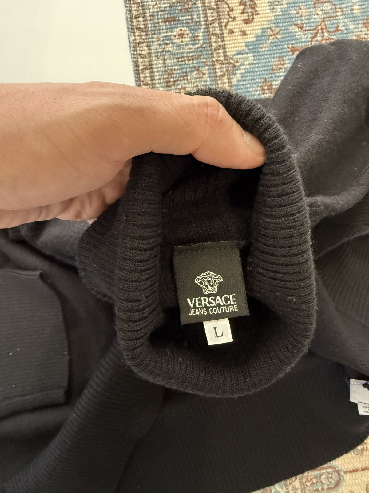 Versace Vintage Versace Jeans Couture Virgin Wool Black Sweater Size US L / EU 52-54 / 3 - 9 Thumbnail