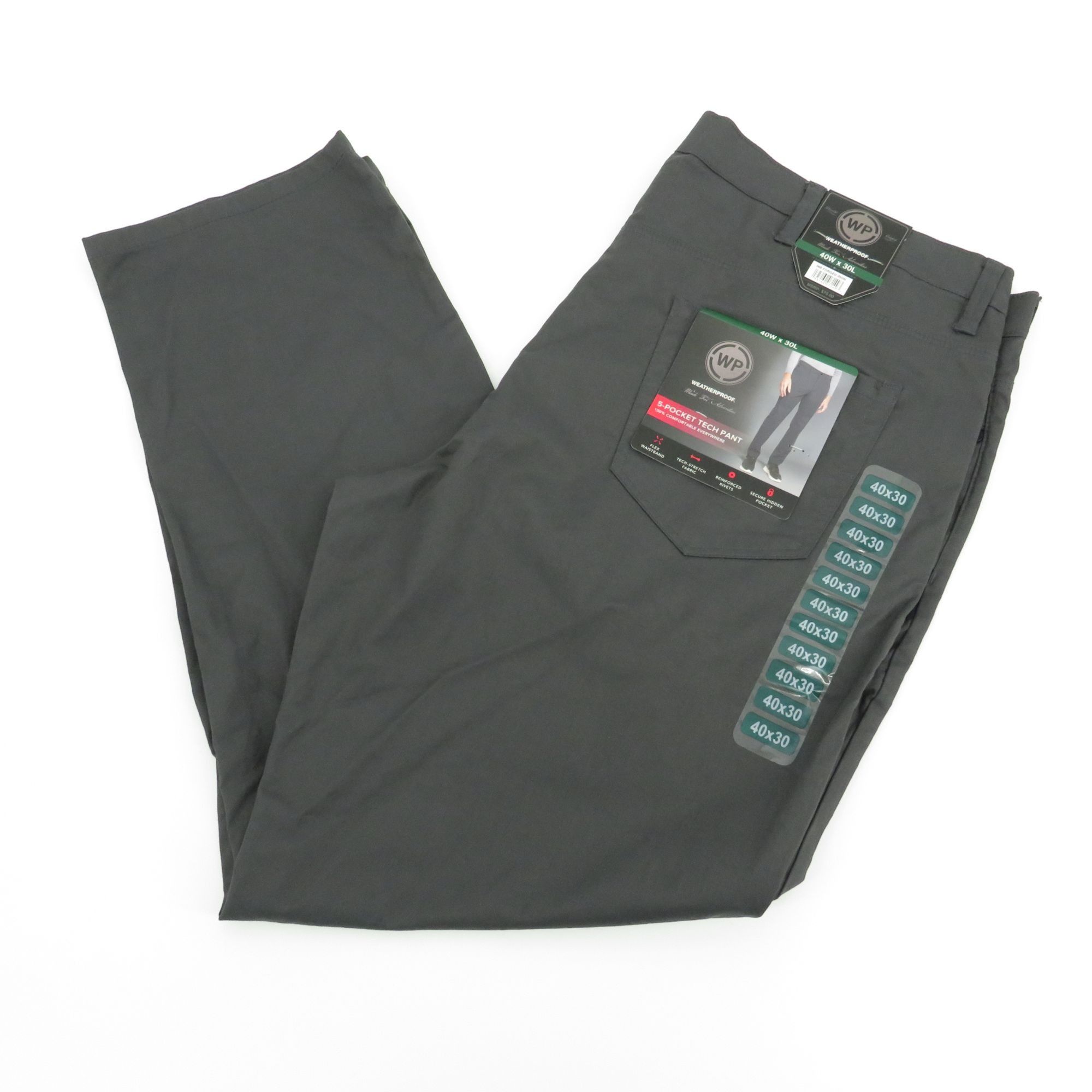 Weatherproof Weatherproof Men's Gray 5 Pocket Tech Pants 40x30 NWT $75 Size US 40 / EU 56 - 1 Thumbnail