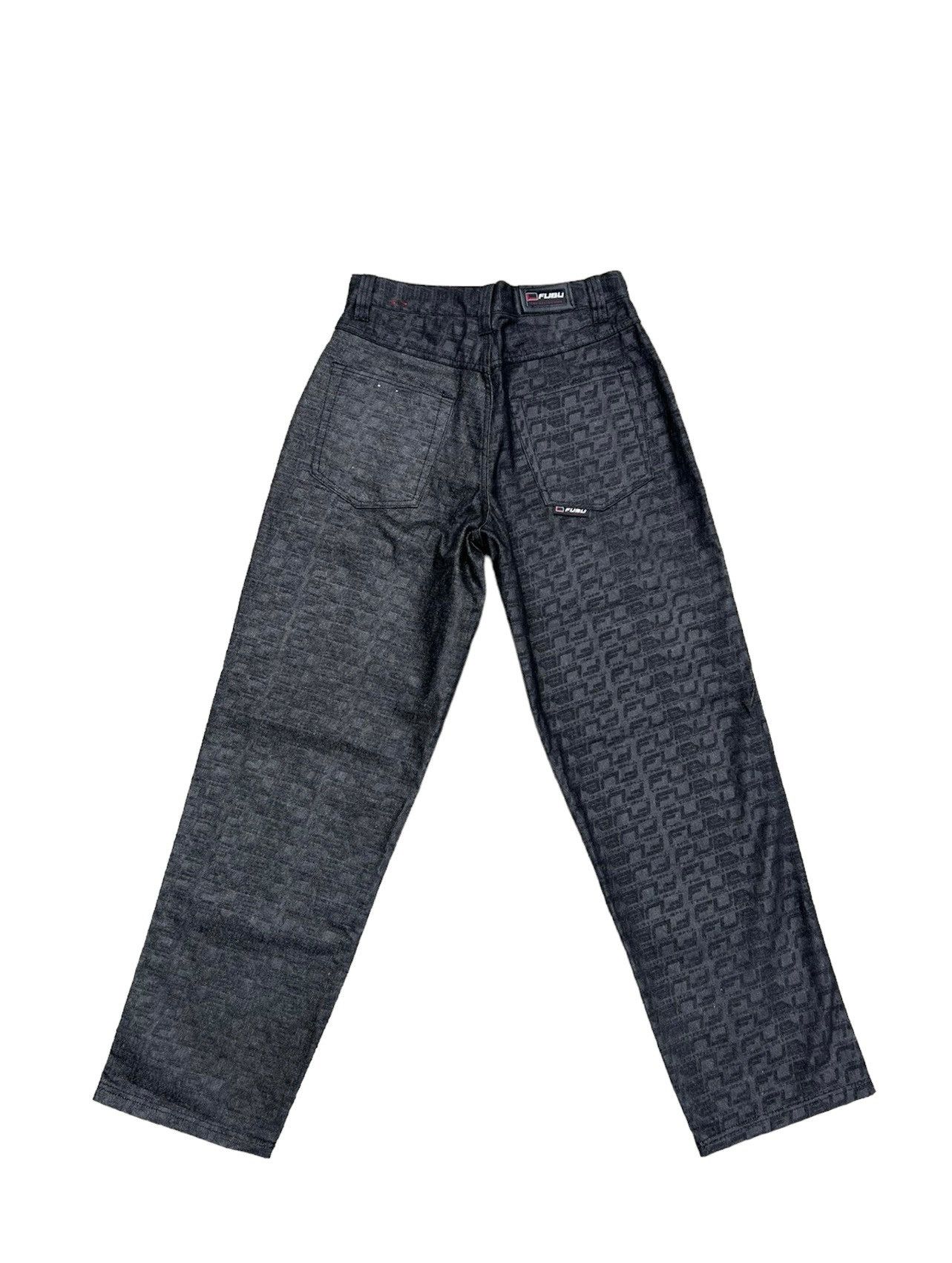 Fubu Vintage 2000s FUBU Collection Coated Denim Monogram Jeans Size US 32 / EU 48 - 2 Thumbnail