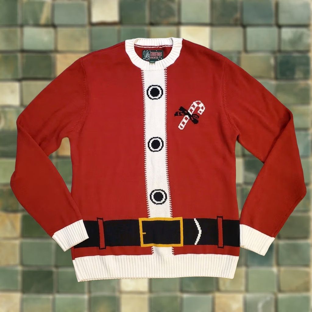 Vintage Christmas Sweater Santa Suit Knit Mens Sz Large Holiday Party Funny NWOT Size US L / EU 52-54 / 3 - 1 Thumbnail