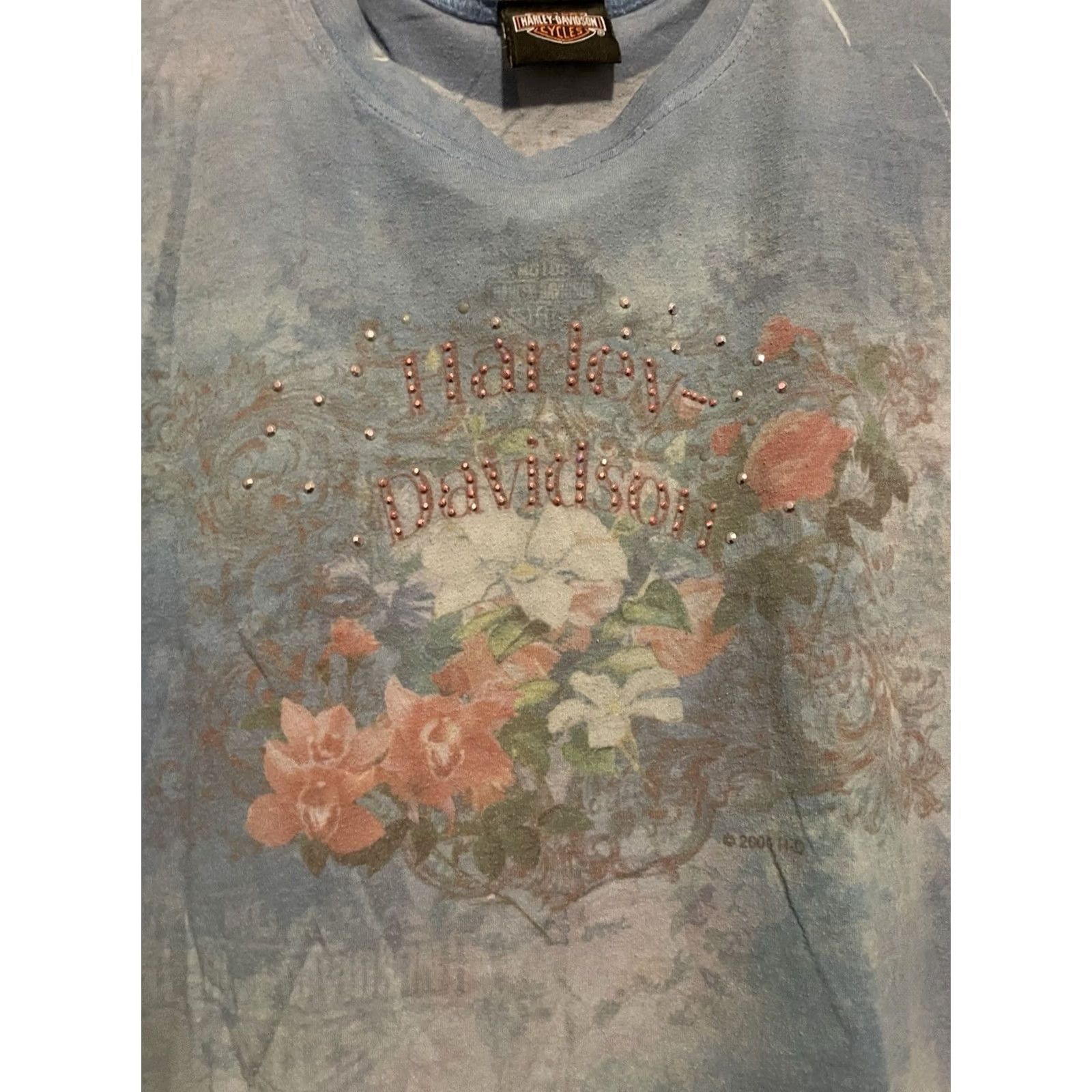 Harley Davidson Harley-Davidson Shirt Womens Small Blue White Tie Dye Biker T-Shirt Size S / US 4 / IT 40 - 4 Thumbnail