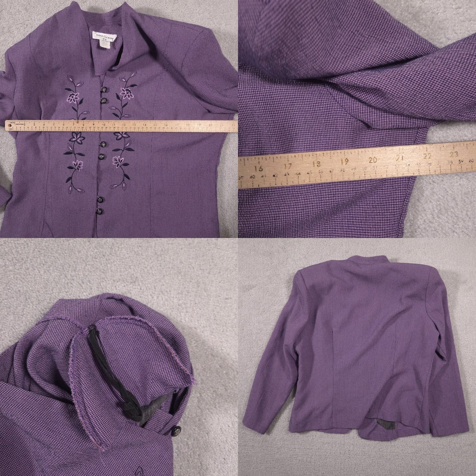 Vintage VINTAGE Miss Dorby Jacket Womens 18 Purple Floral Embroidered Button Front Dressy Top Size XXL / US 16-18 / IT 52-54 - 8 Thumbnail