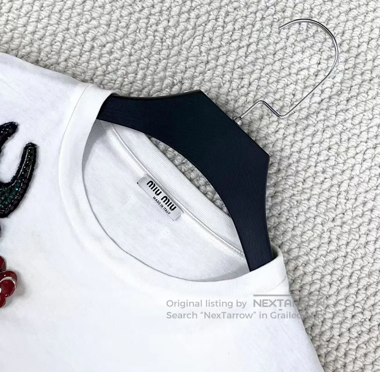 Miu Miu Miu Miu White Short Sleeve Embellished Top. Size S / US 4 / IT 40 - 3 Thumbnail