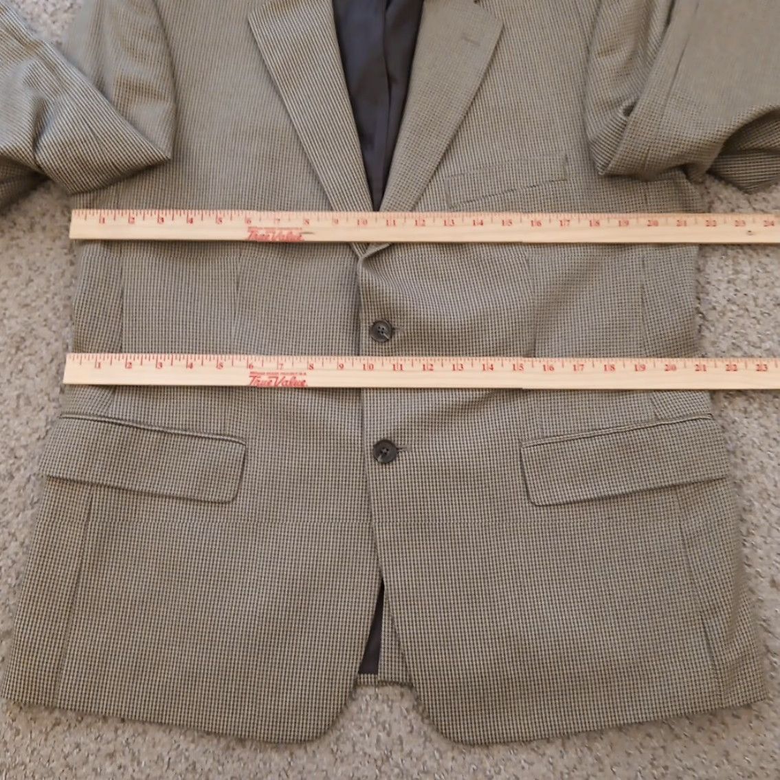 Stafford Stafford Blazer Mens 42 Short Classic Fit Beige Plaid Single-Breasted Two-Button Notch Lapel 2 Piece Jacket Coat Wardrobe Size US 42 / EU 58 - 5 Thumbnail