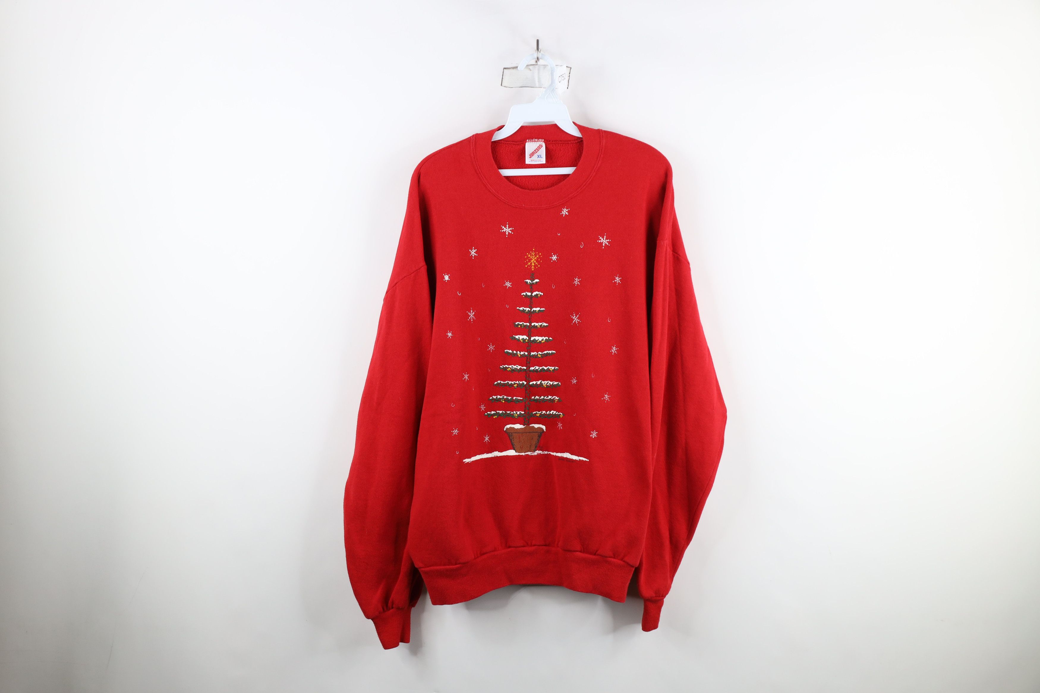 Vintage Vintage 90s Streetwear Tree Crewneck Sweatshirt Red USA Size XL / US 12-14 / IT 48-50 - 1 Thumbnail