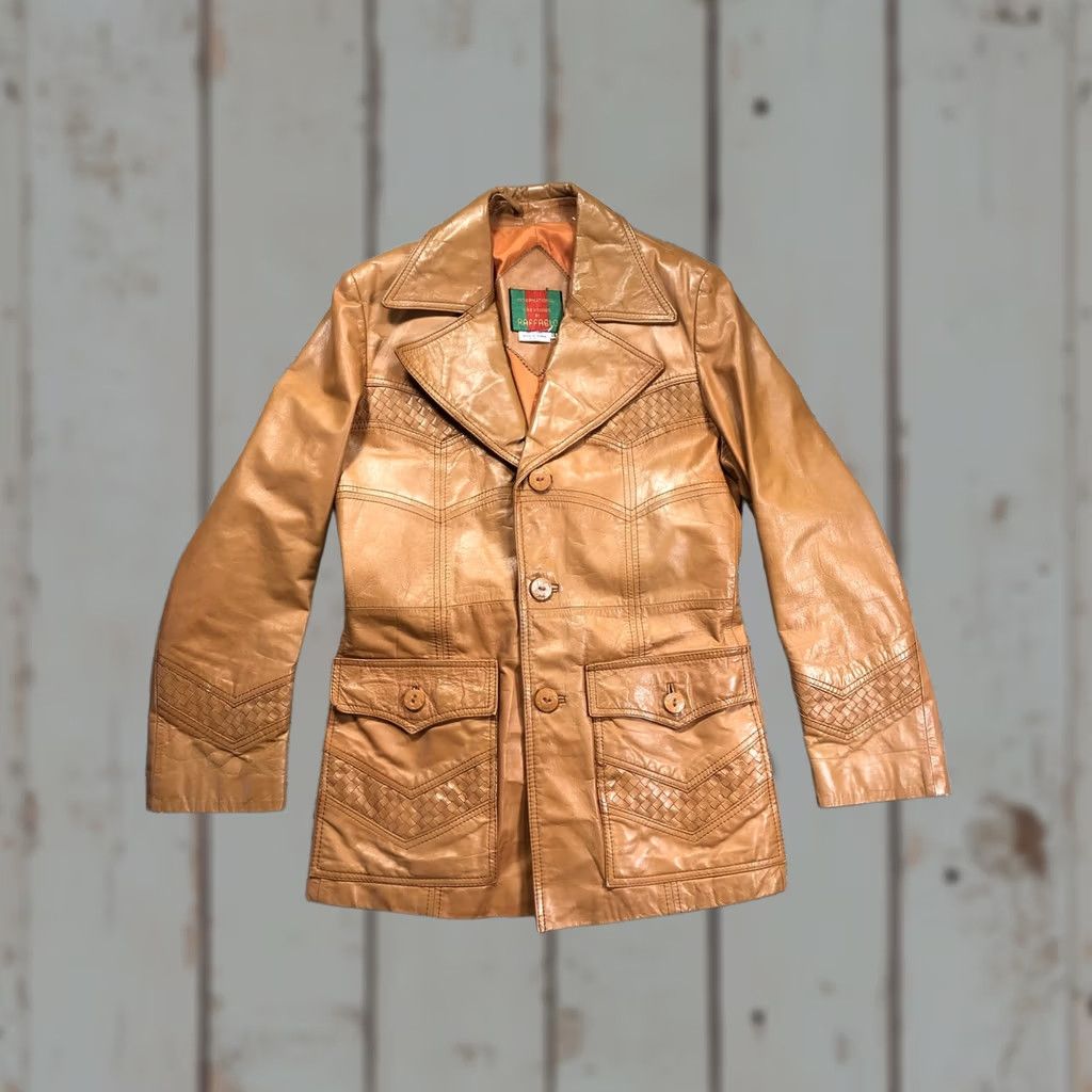 Vintage VINTAGE Raffaelo Coat Womens 38 Brown Leather Woven Pocket Mid Length Retro 70s Coat Womens Brown Leather Overcoat 38 Vintage 70s Retro Casual Women's Size XS / US 0-2 / IT 36-38 - 1 Thumbnail