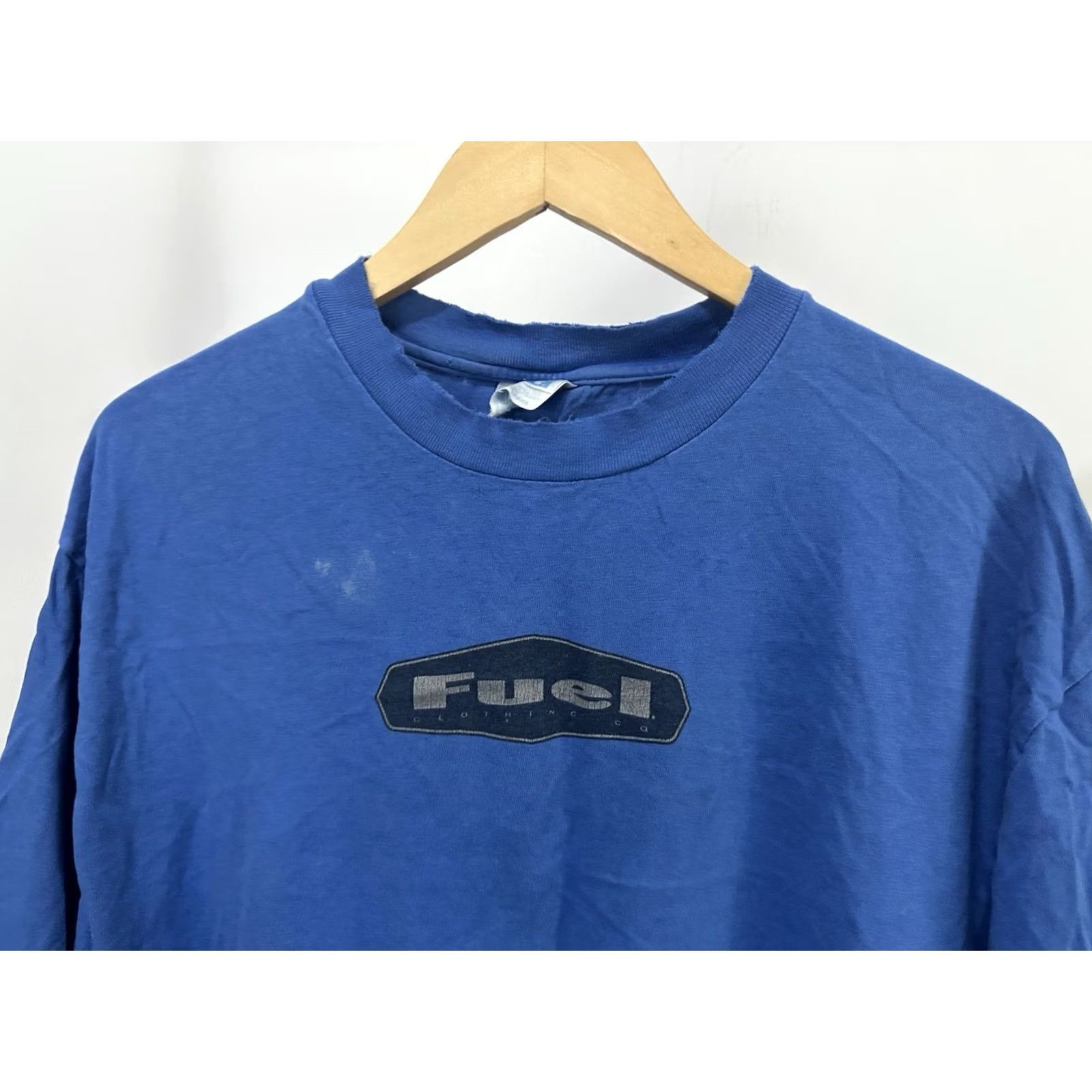 Hanes VINTAGE 90s Fuel Clothing Co T-Shirt Size XL Blue Skateboard Skate Surf Thrashed Worn Mens Size US XL / EU 56 / 4 - 8 Thumbnail