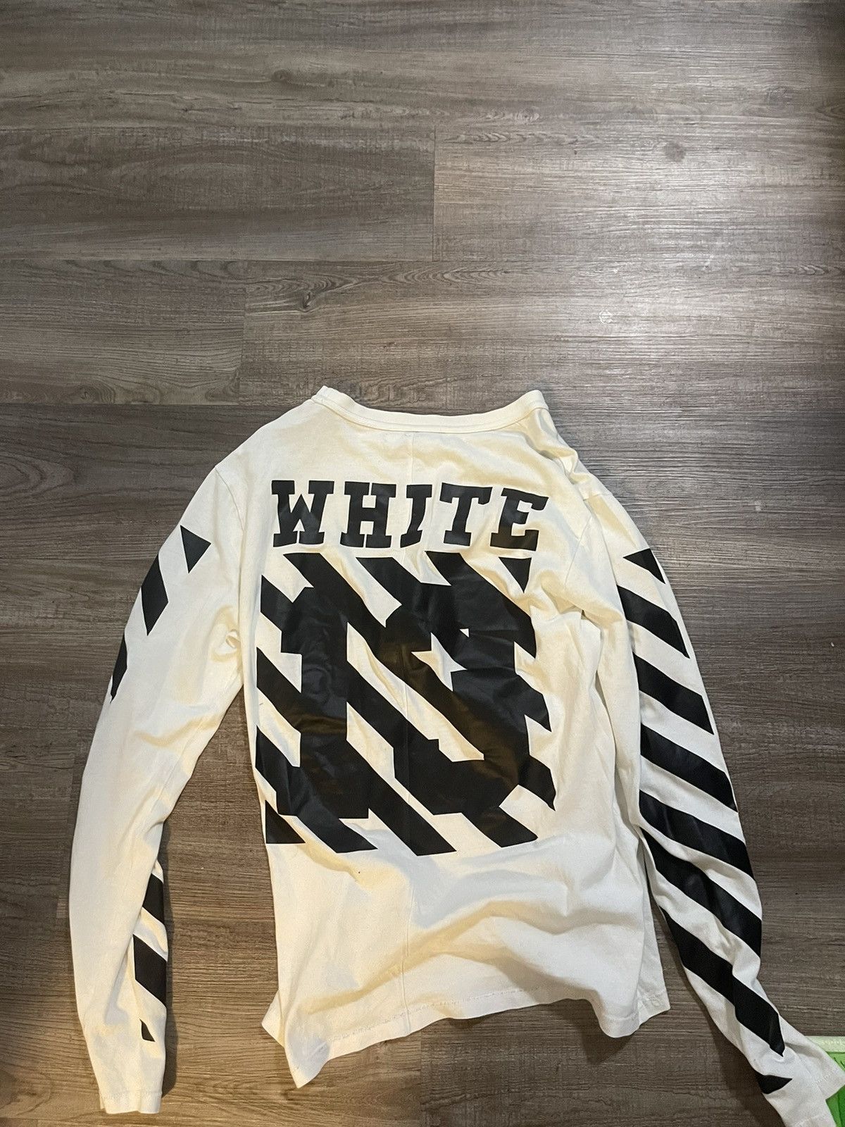 image of Off White Off-White C/o Virgil Abloh Striped Sleeve Long Sleeve Shirt, Men's (Size Medium)