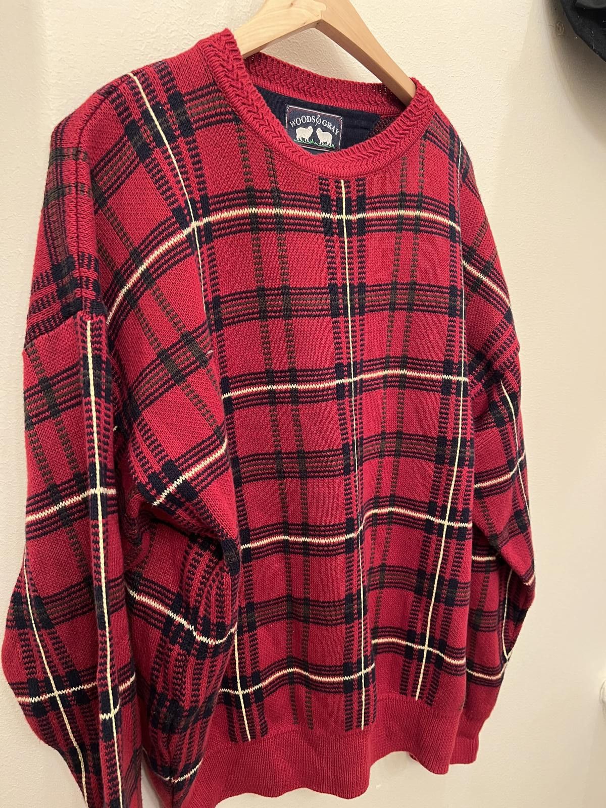 Designer Woods & Gray Plaid Red Sweater Size US L / EU 52-54 / 3 - 2 Thumbnail