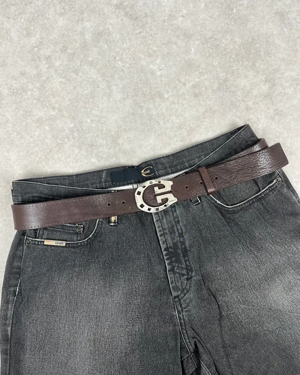 Gucci 2000s Gucci Brown Leather Horseshoe Logo Buckle Belt Size ONE SIZE - 1 Thumbnail