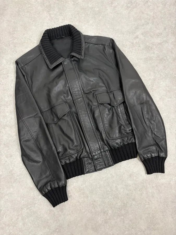 Daniele Alessandrini 2000s Daniele Alessandrini Aviator Black Leather Jacket Size US M / EU 48-50 / 2 - 4 Thumbnail