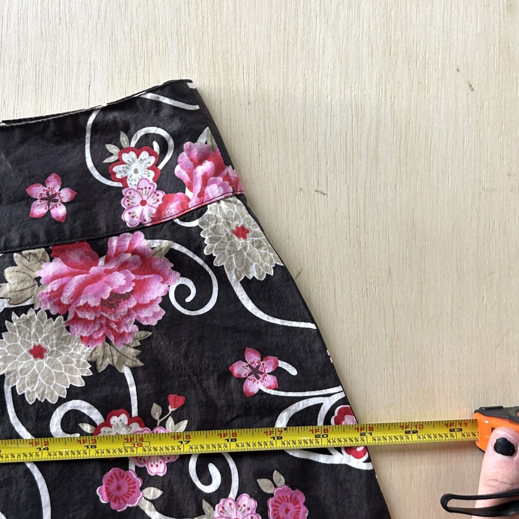 Vintage HeartSoul Skirt Womens M Black Floral Cotton A-Line Short Lightweight Casual Size 32" / US 10 / IT 46 - 5 Thumbnail