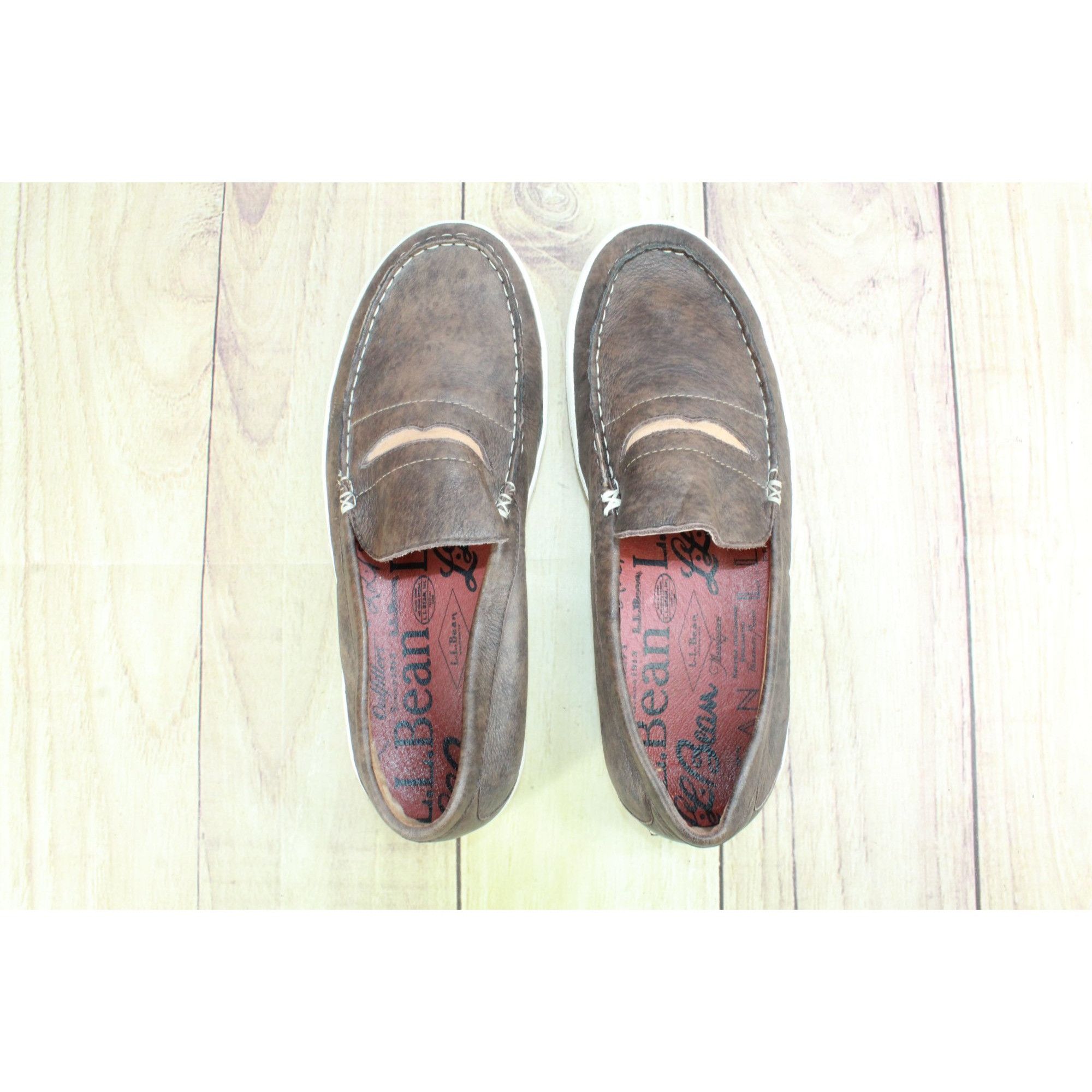 L.L. Bean LL Bean Men's Brown Leather Penny Slip On Shoes Size US 10 / EU 43 - 8 Thumbnail