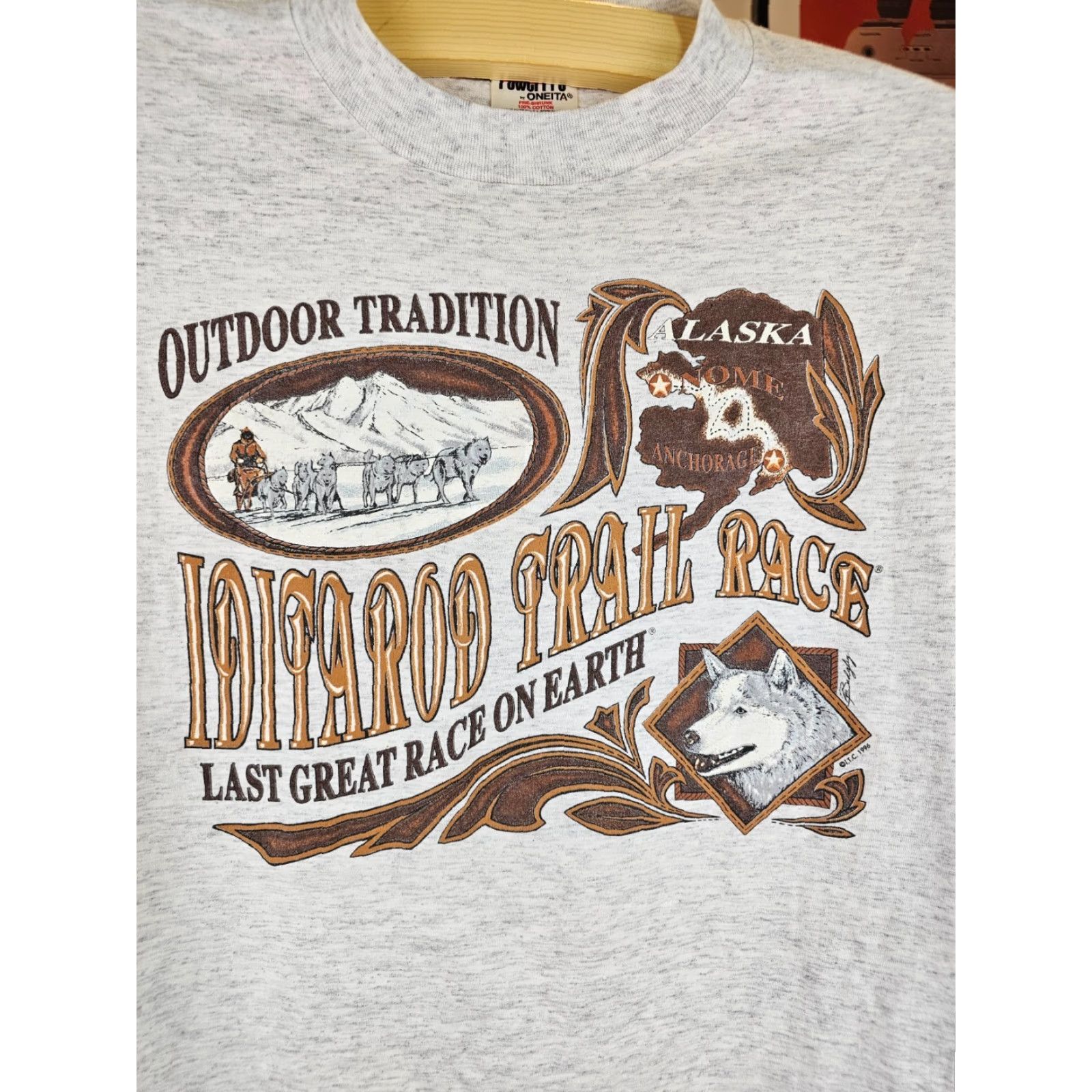 Vintage VINTAGE IDITAROD TRAIL RACE ALASKA SLED DOG T-SHIRT 2XL POWER PRO Gray Crew Neck Short Sleeve Men's Size US XXL / EU 58 / 5 - 2 Thumbnail