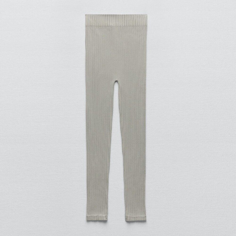 Zara NWT New ZARA Grey Seamless Ribbed Leggings Size M/L Size 34" / US 12 / IT 48 - 1 Thumbnail