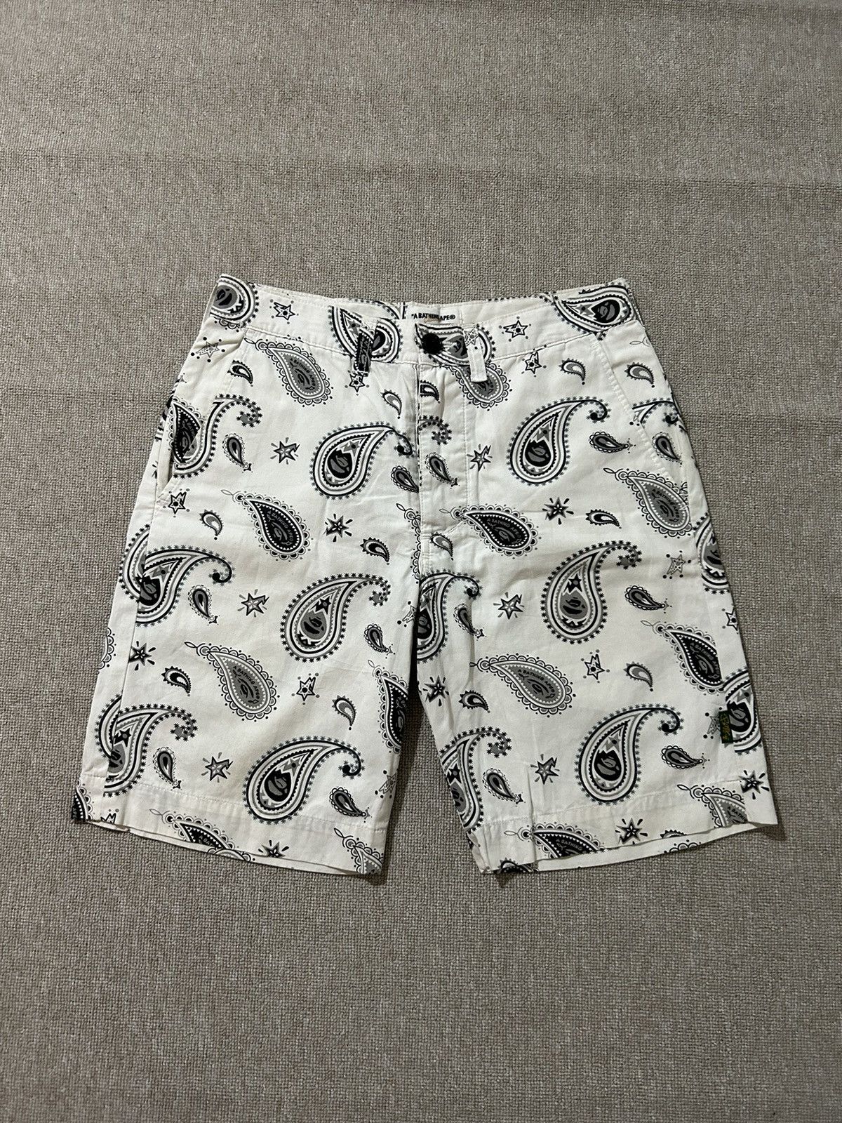 image of Bape Paisley Shorts in White, Men's (Size 31)