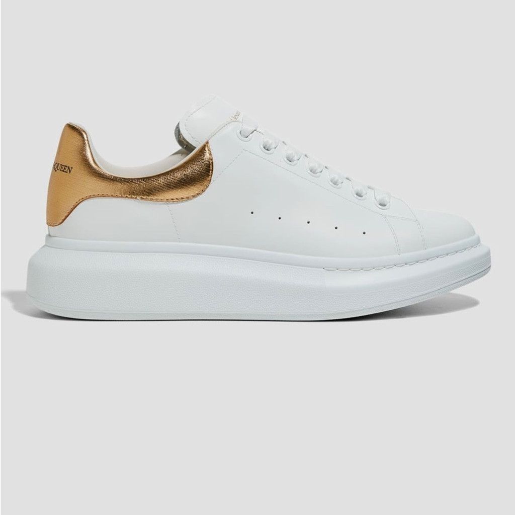 Alexander McQueen Alexander McQueen Metallic Gold & White Lace Up Sneakers 39 Size US 9 / IT 39 - 1 Thumbnail