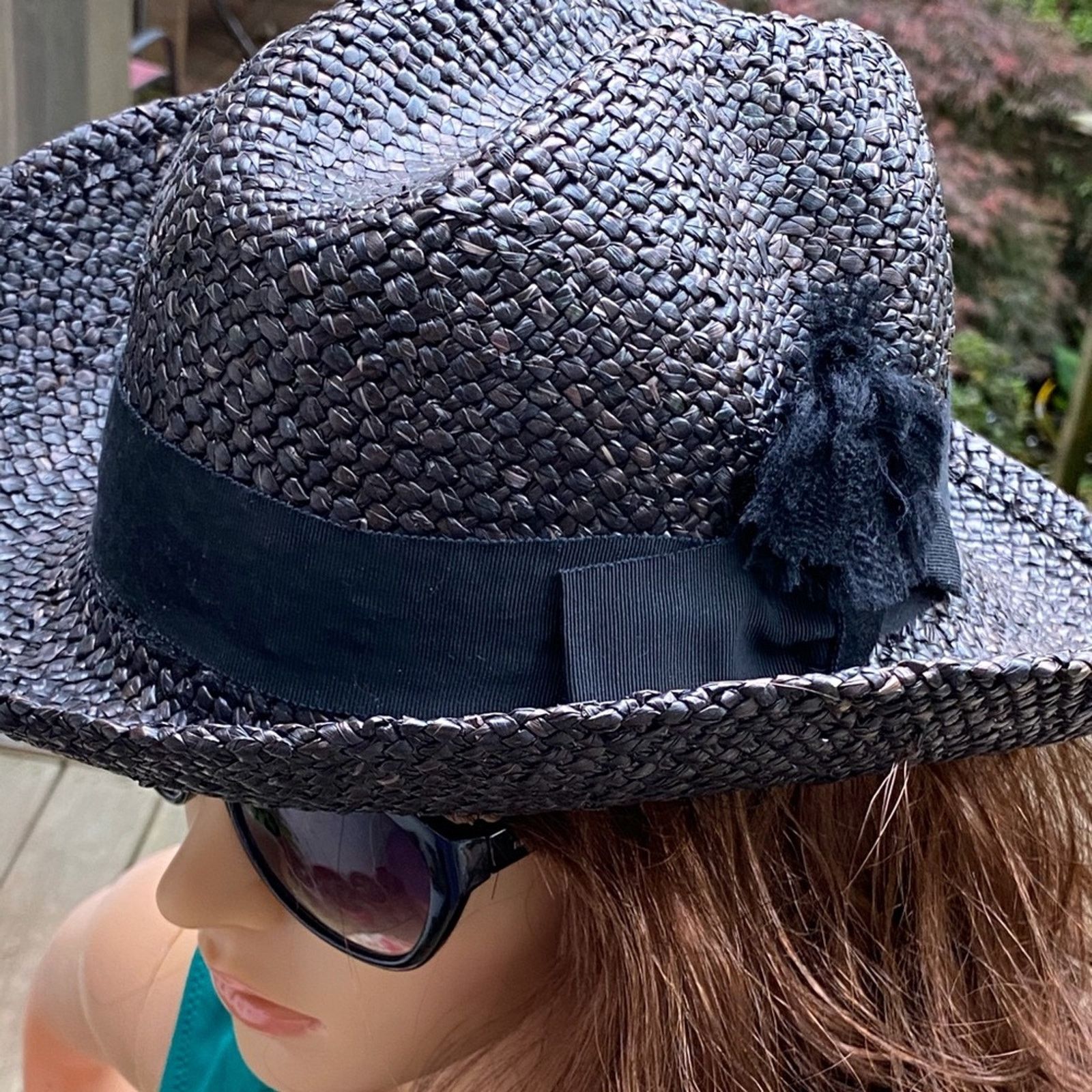 Goods Black Woven Straw Hat Sz L Size ONE SIZE - 3 Thumbnail