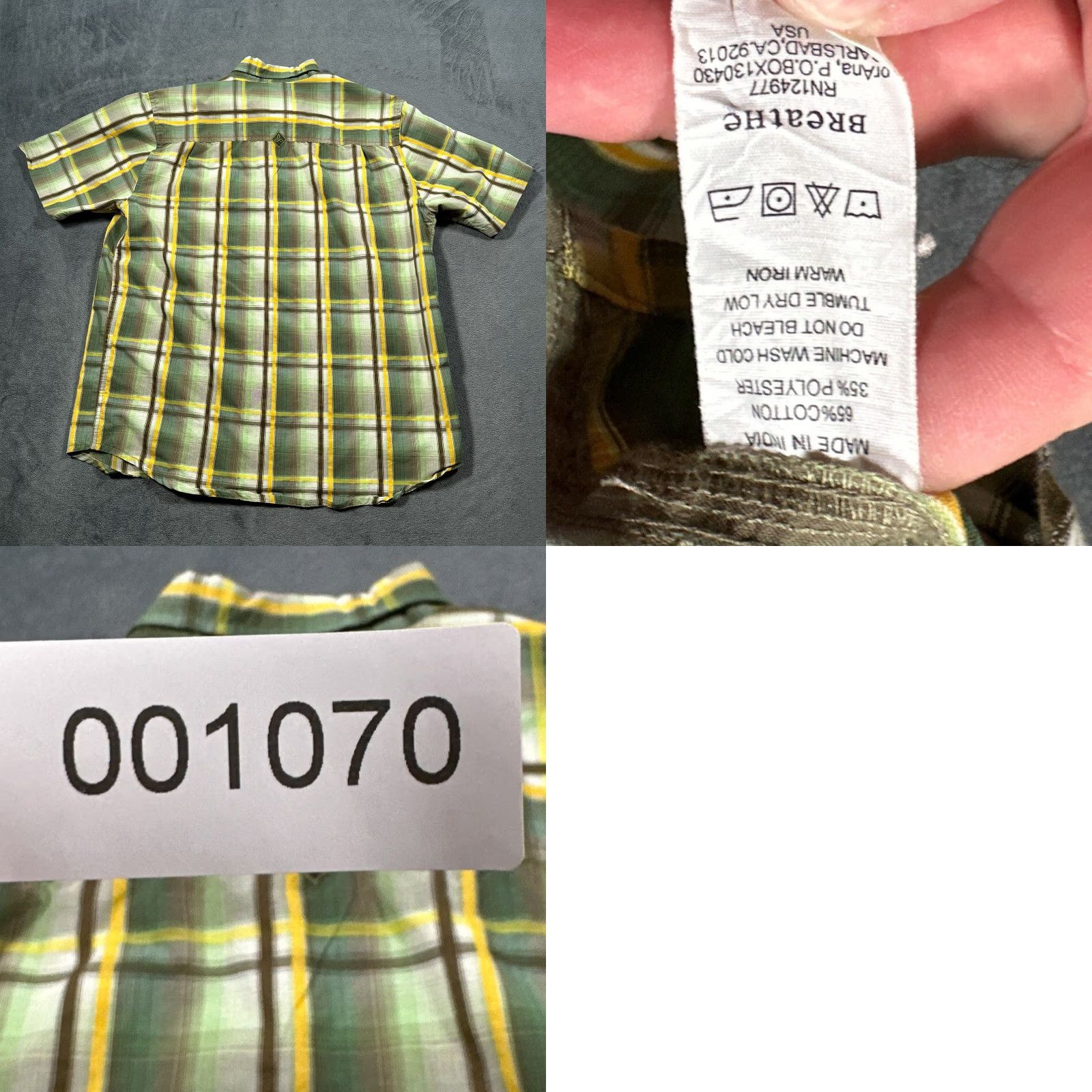 Prana Prana Shirt Mens Large Green Yellow Plaid Short Sleeve Button Up Outdoor Casual Size US L / EU 52-54 / 3 - 8 Thumbnail