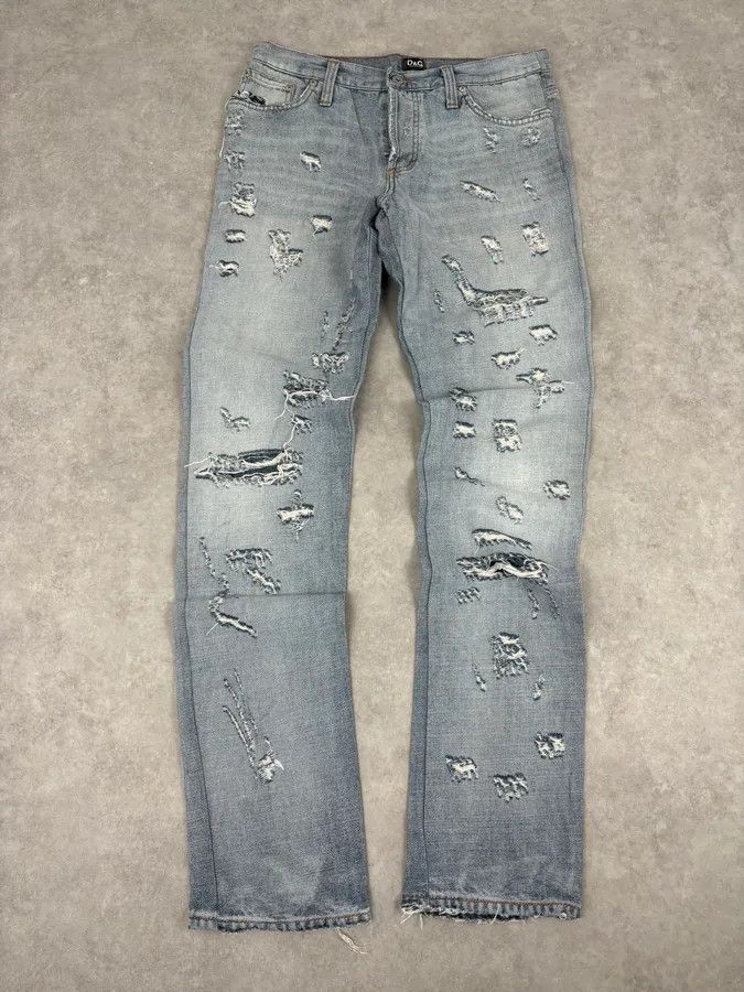 Dolce & Gabbana SS2005 Dolce & Gabbana Light Blue Denim Distressed Superman Jeans Size US 32 / EU 48 - 2 Thumbnail