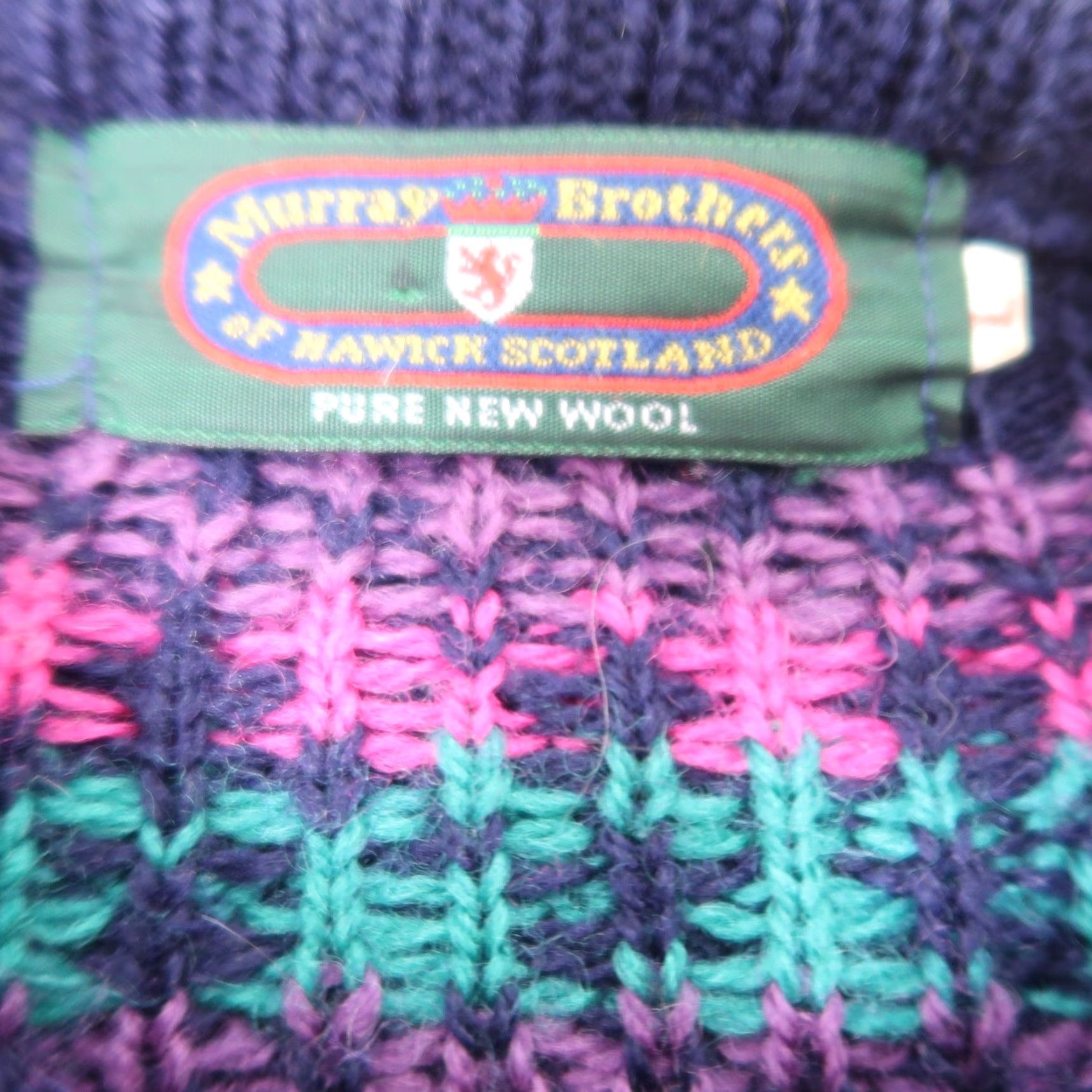 Vintage VINTAGE Murray Brothers cardigan sweater Navy blue floral wool knit L Women 80s Long Sleeve Button front 100% Wool Size L / US 10 / IT 46 - 6 Thumbnail