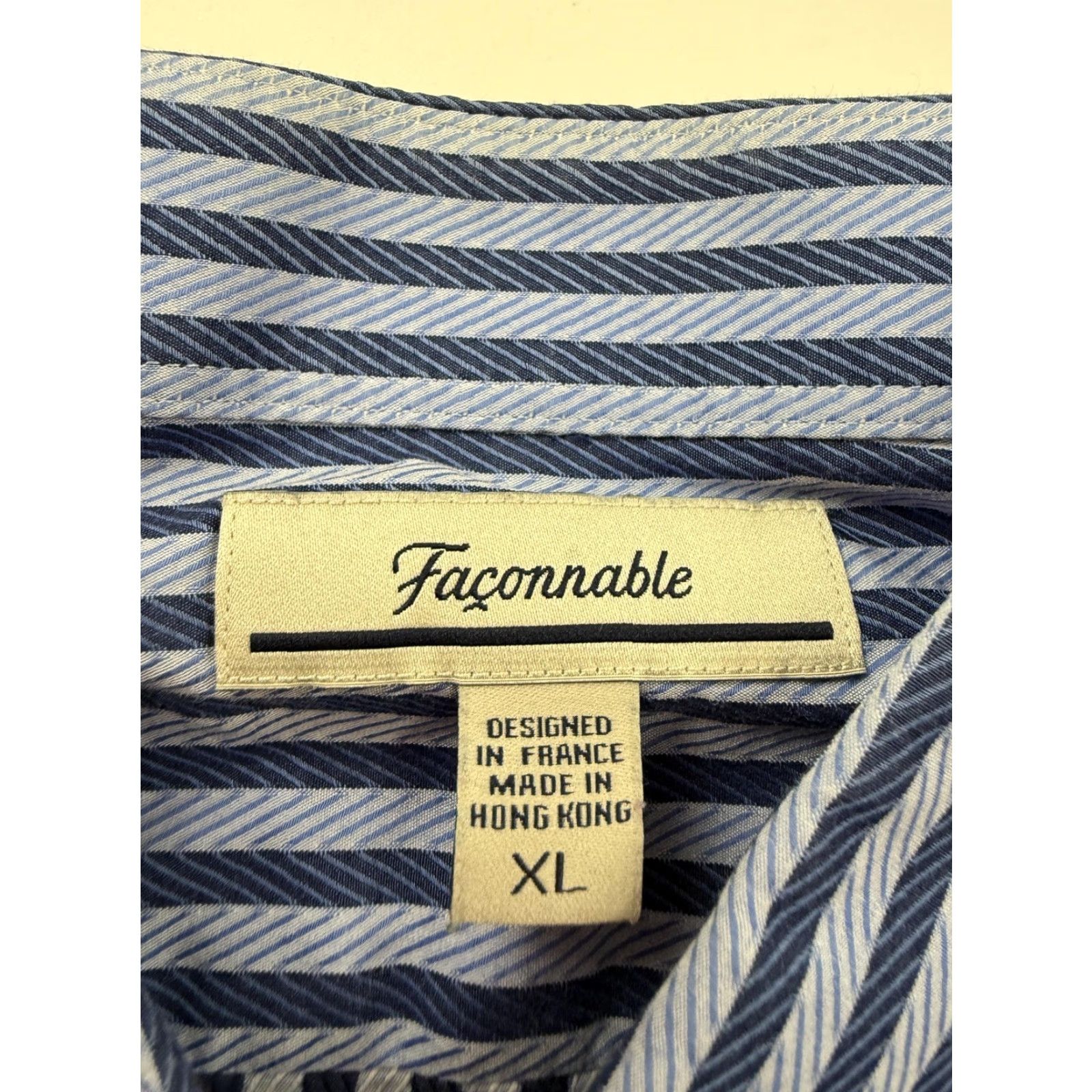 Faconnable Faconnable Shirt Mens XL Blue Stripe Long Sleeve Button Front Pocket Casual Size US XL / EU 56 / 4 - 4 Thumbnail