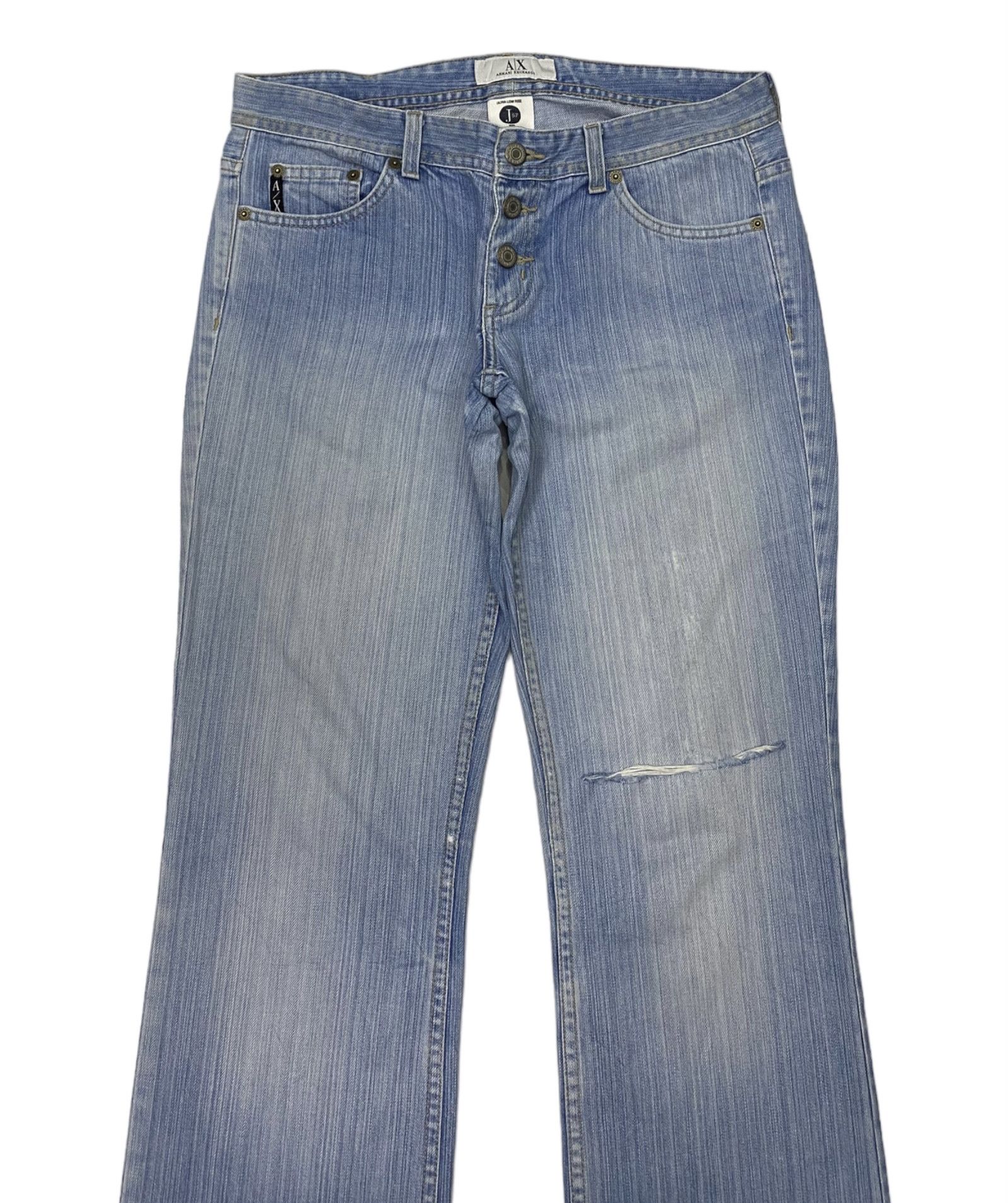 Armani Exchange Armani Exchange Bootcut Low Rise Distress Denim Jeans Size 32" / US 10 / IT 46 - 5 Thumbnail